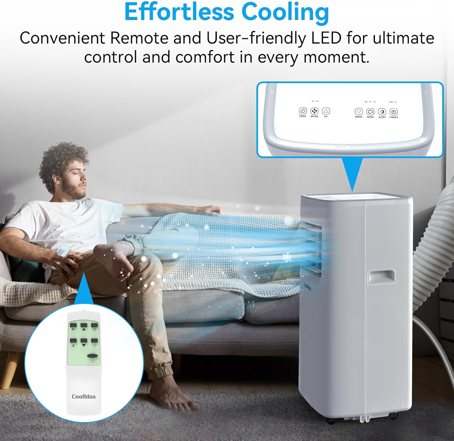 Portable Air Conditioner,8500 BTU portable ac up to 360 Sq,3 IN 1 with Remote Control,White