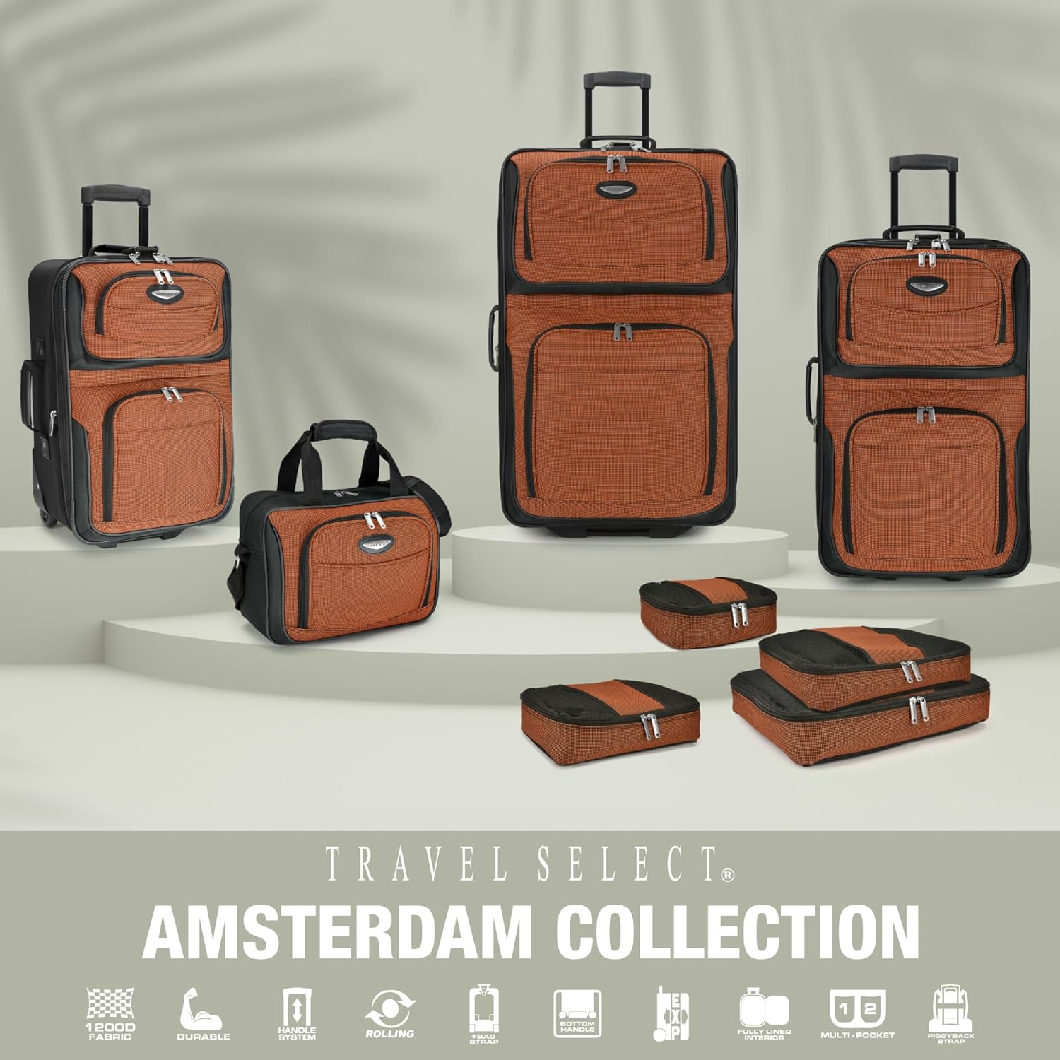 Travel Select Amsterdam Expandable Rolling Upright Luggage, Burgundy, 2-Piece Set