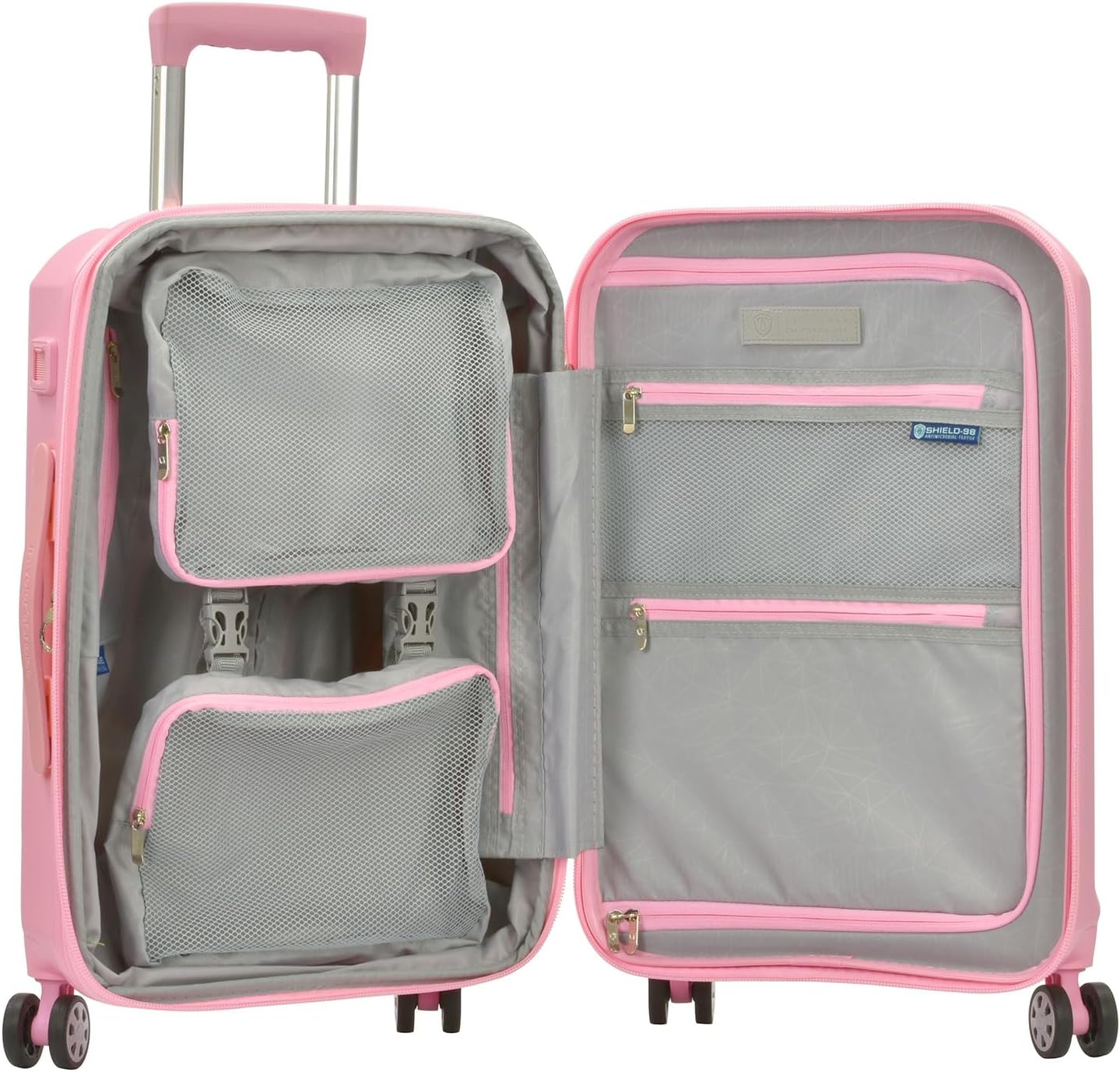 Traveler's Choice Pagosa Indestructible Hardshell Expandable Spinner Luggage, Pink, Carry-on