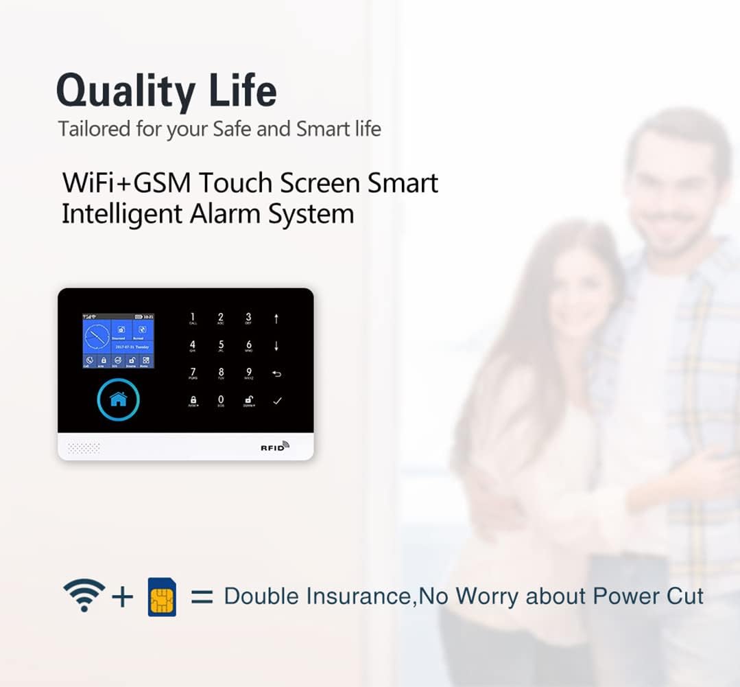 Wireless WiFi Smart Home Security DIY Alarm System with Motion Detector,Notifications with app,Door/Window Sensor, Siren,Compatible with Alexa,NO Monthly Fees