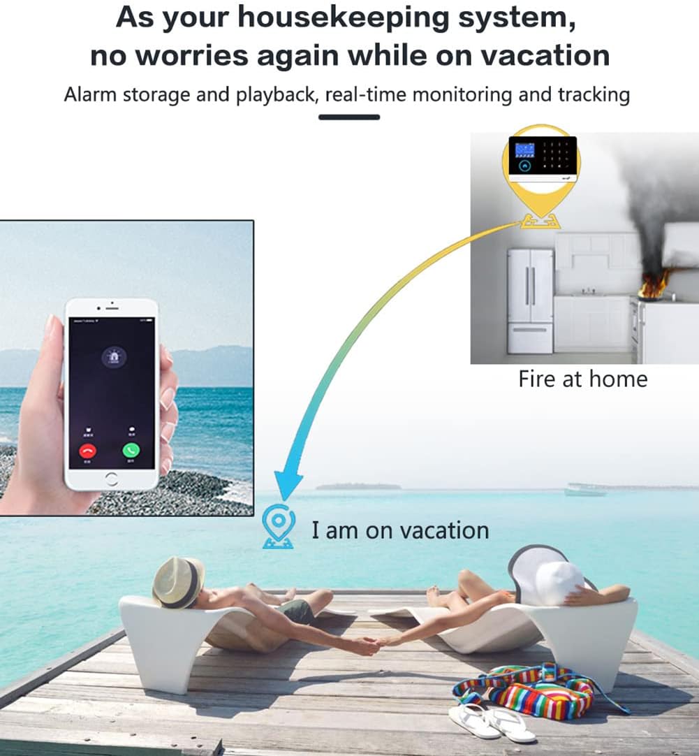 Wireless WiFi Smart Home Security DIY Alarm System with Motion Detector,Notifications with app,Door/Window Sensor, Siren,Compatible with Alexa,NO Monthly Fees