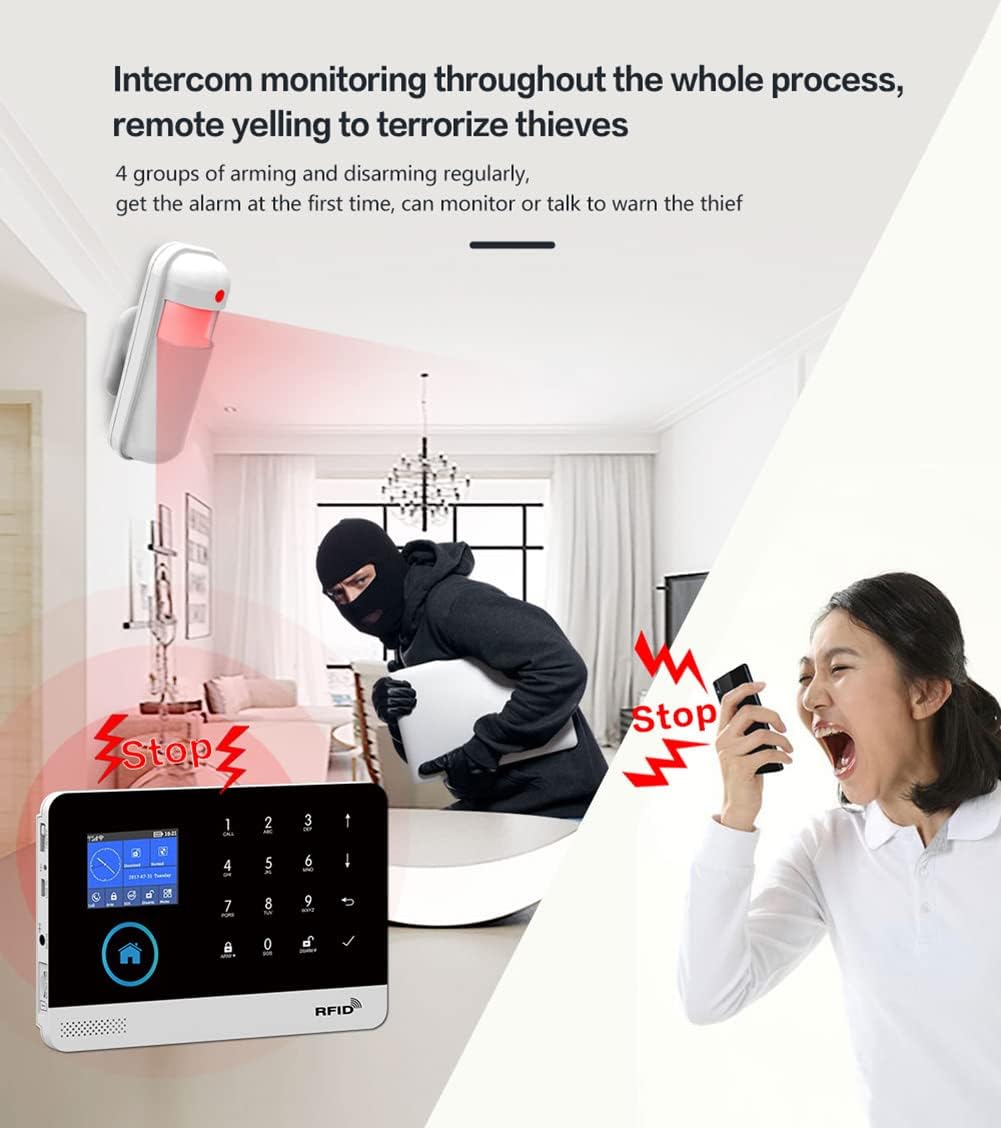 Wireless WiFi Smart Home Security DIY Alarm System with Motion Detector,Notifications with app,Door/Window Sensor, Siren,Compatible with Alexa,NO Monthly Fees