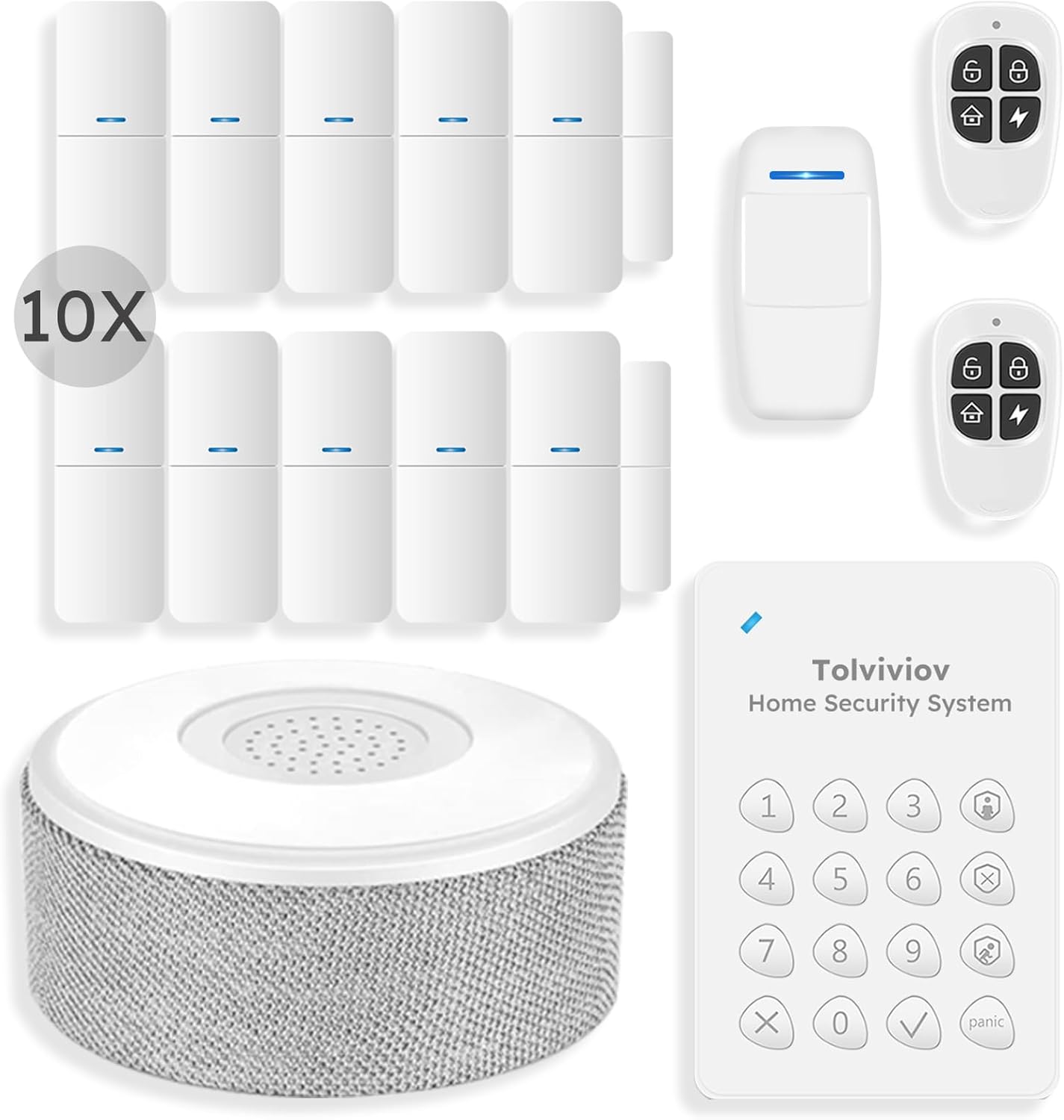 tolviviov Alarm System for Home Security, DIY Door Alarm Security Systems, Smart App Alerts, 15Piece Kit, No Monthly fee, WiFi Alarm, Door Window Motion Sensor, for Home Security, and Kids Safety