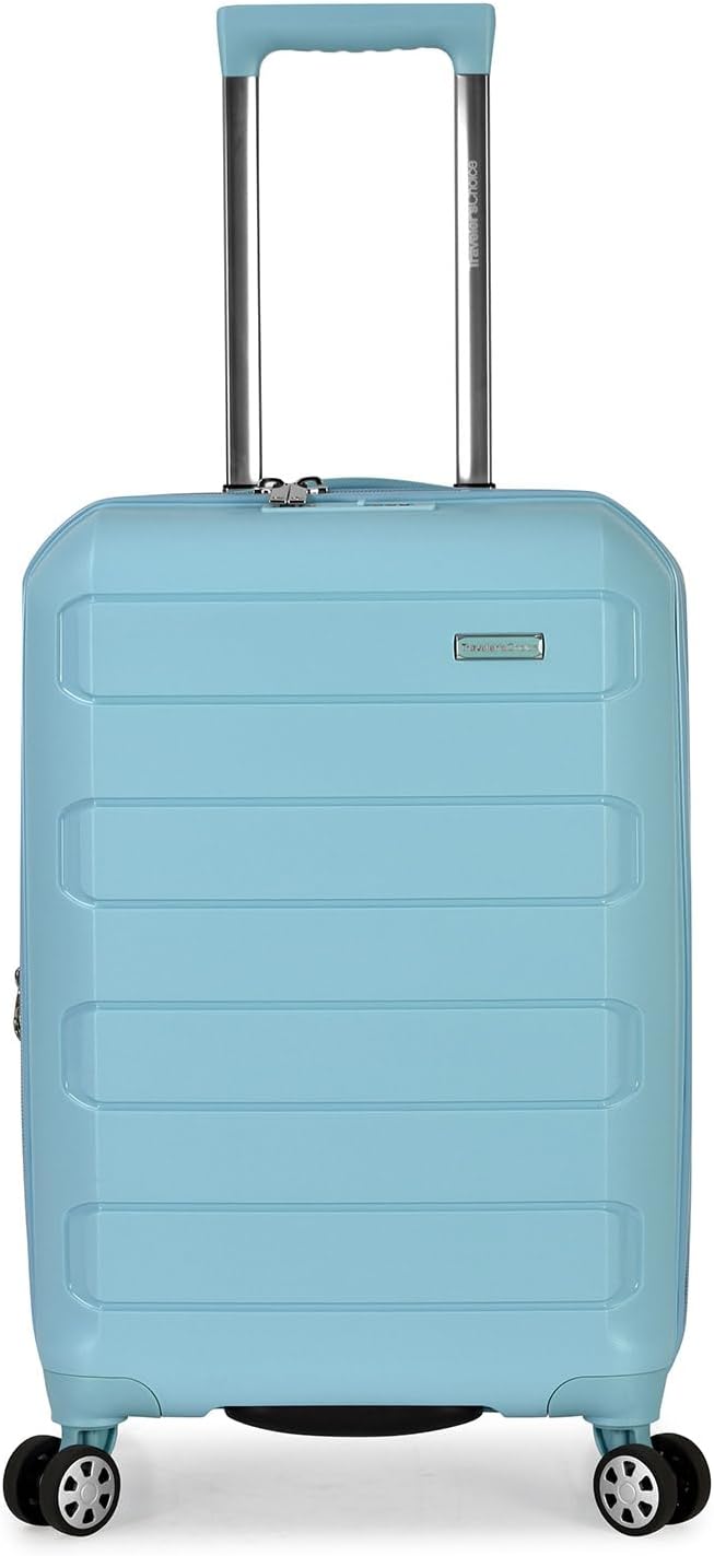 Traveler's Choice Pagosa Indestructible Hardshell Expandable Spinner Luggage, Baby Blue, Carry-on