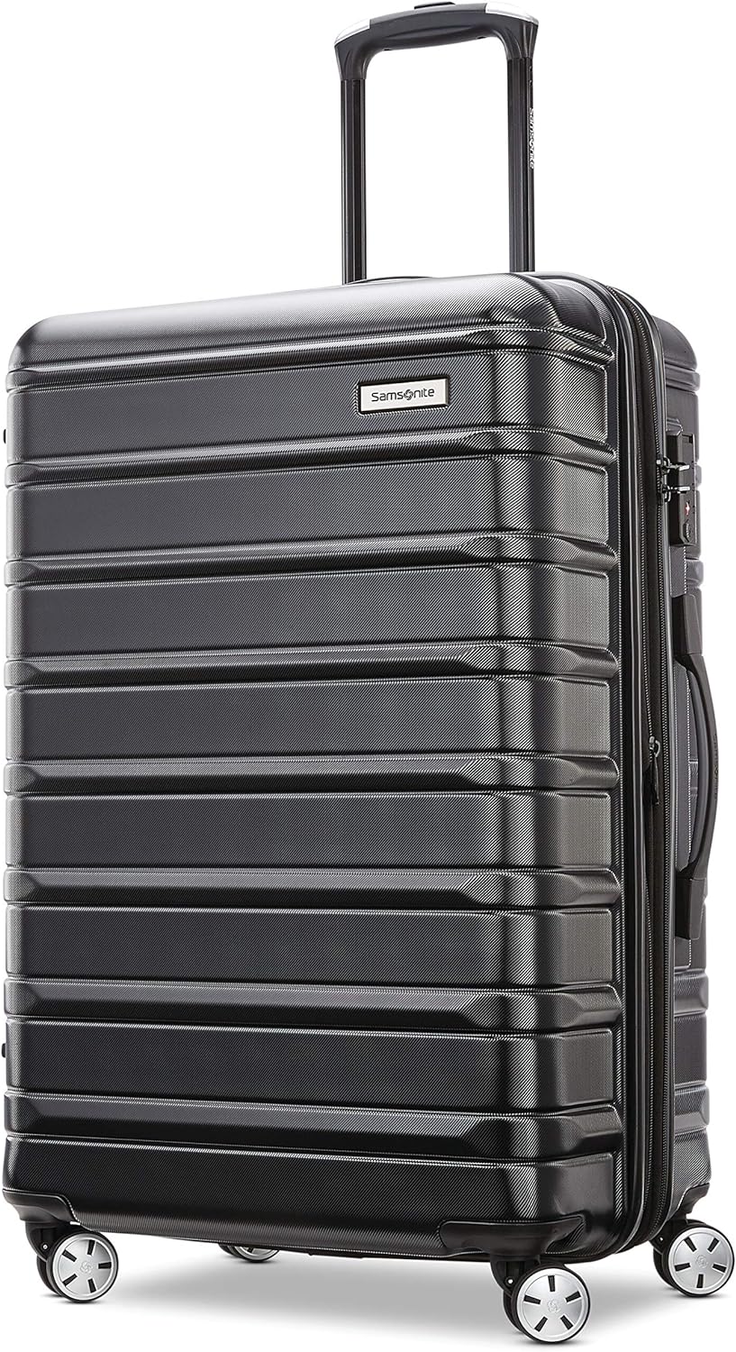 Samsonite Omni 2 Hardside Expandable Luggage with Spinners, Midnight Black, Checked-Medium 24-Inch