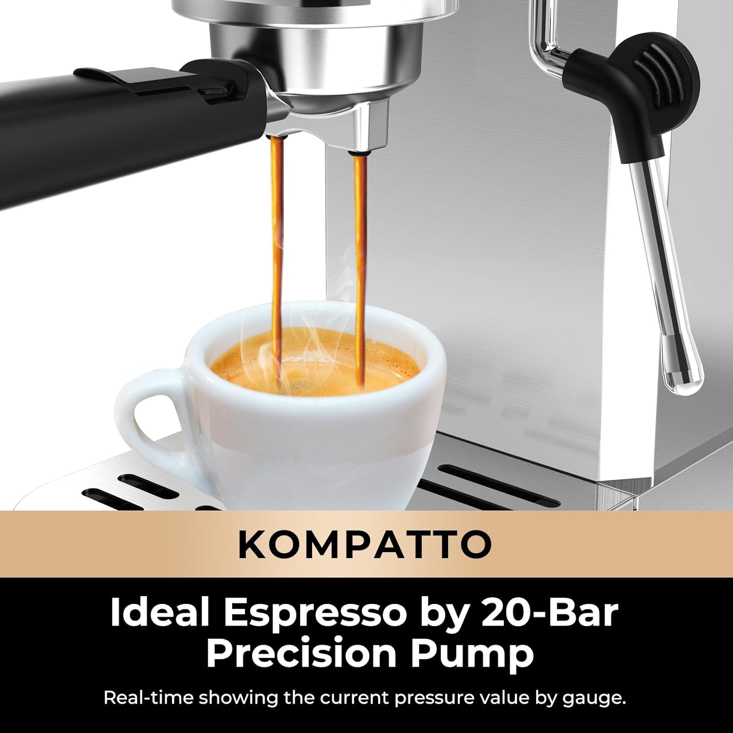 CHULUX Slim Espresso Machine with Milk Frother Steam Wand, 20 Bar Professional Pump Semi Automatic Espresso Coffee Machine for Home Cappuccino & Latte Maker