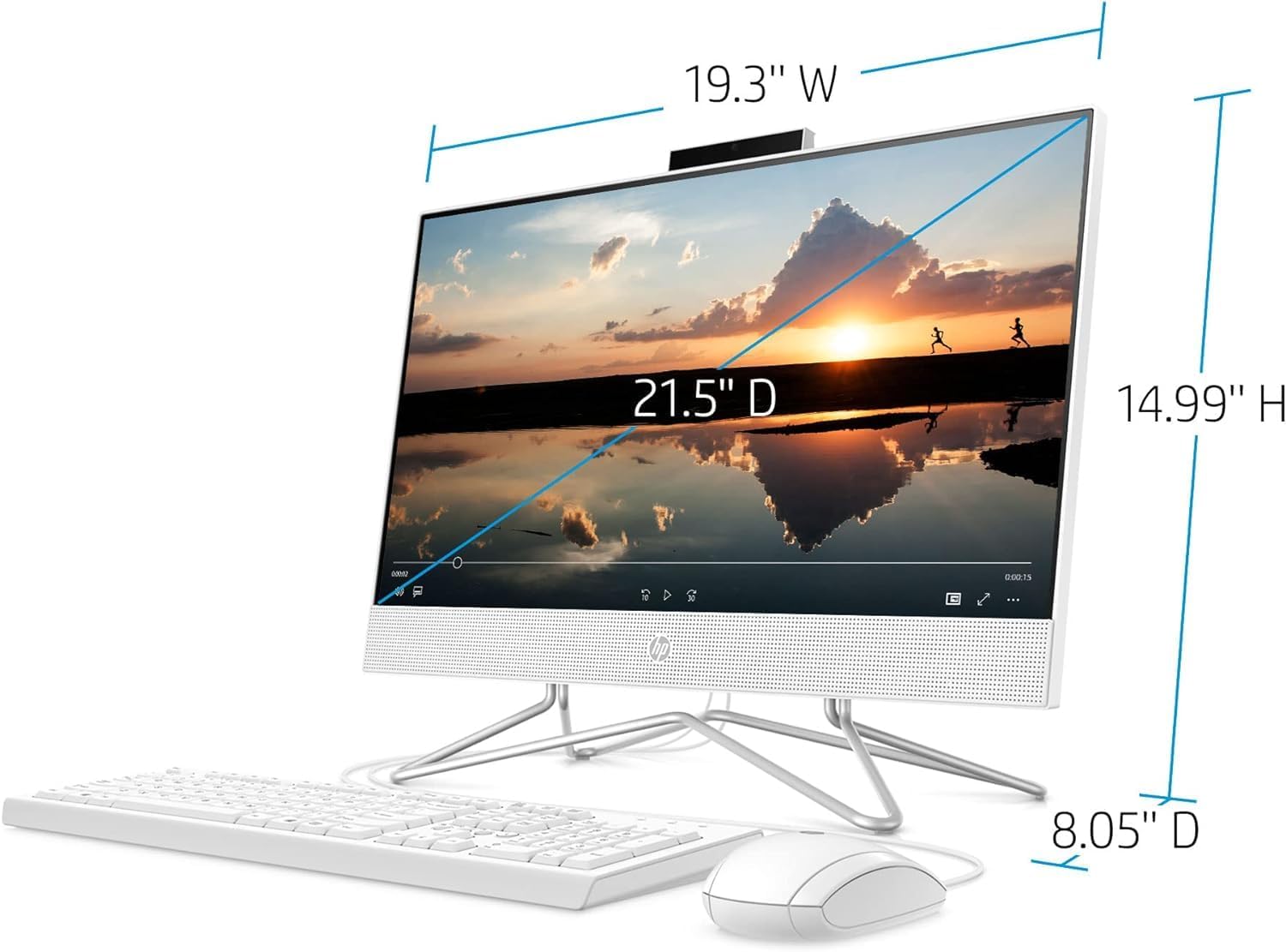 HP All-in-One Desktop Computer, 21.5" 1080P FHD Display, 32GB RAM, 1TB SSD, Intel Duel Core Celeron Processor, Webcam, WiFi, HDMI, Wired Keyboard&Mouse, P500 Portable SSD, Windows 11