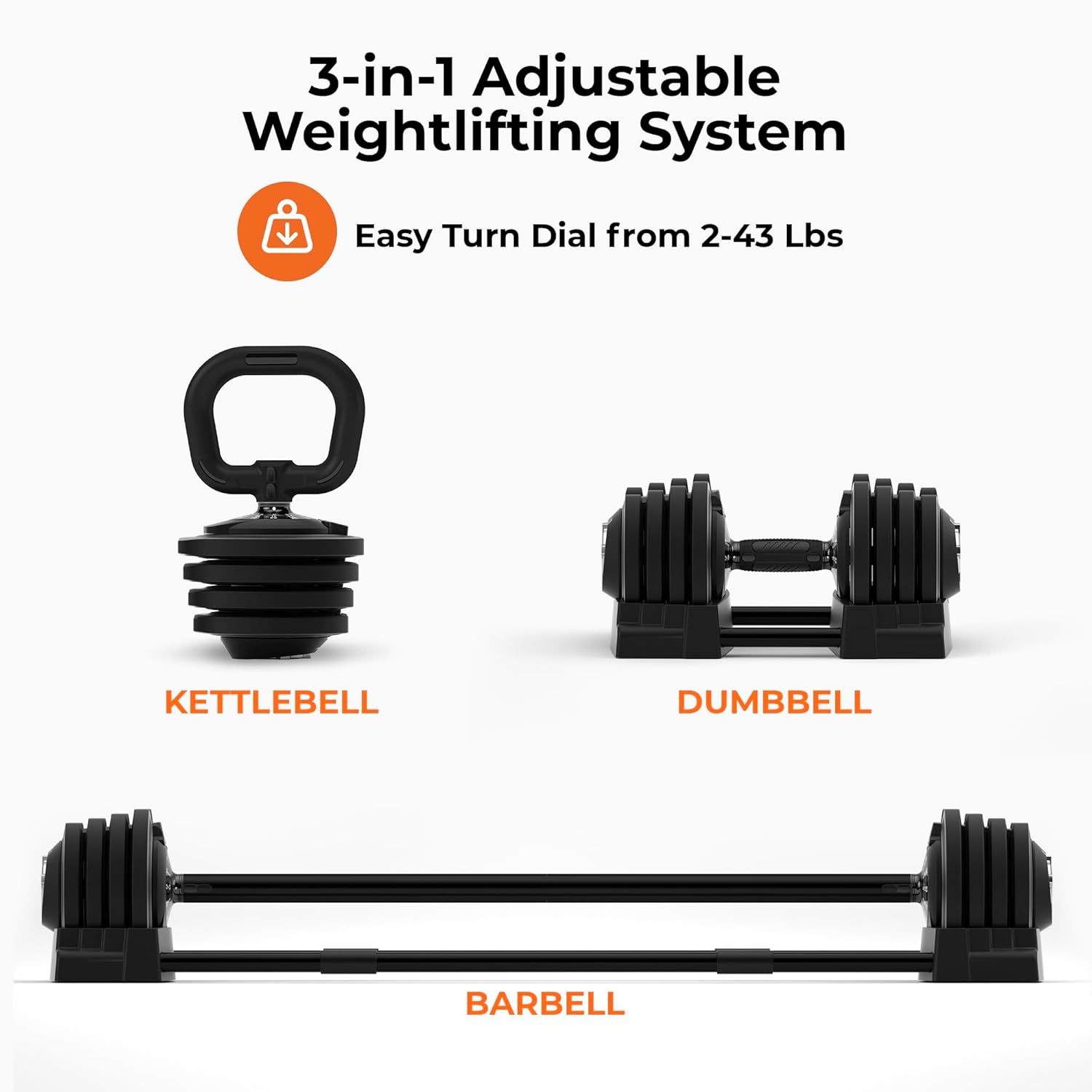 Lifepro Adjustable Dumbbells - 15Lb 25Lb 43Lb 55Lb 90Lb 6in1 Dumbbells Adjustable Weight, Compact Quick Adjustable Dumbbells set/single for Full Body Exercise & Fitness Home Gym