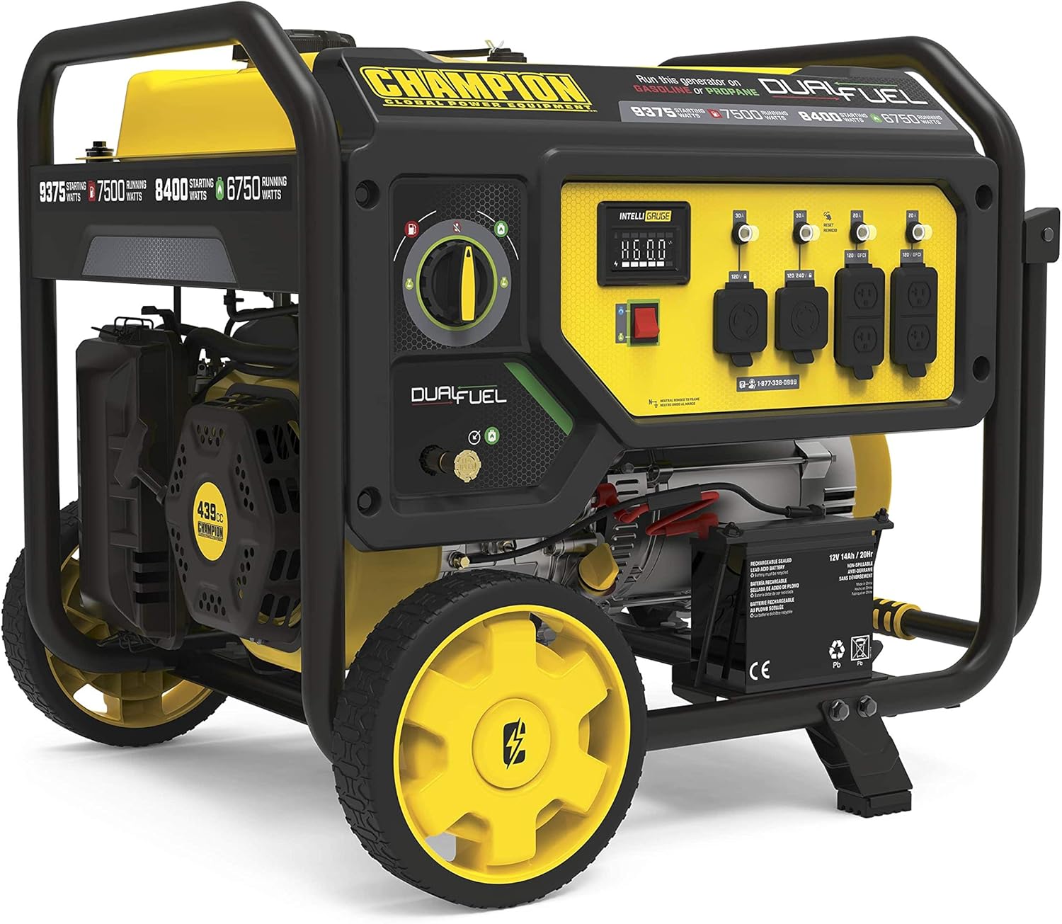 Champion Power Equipment 9375-Watt Dual Fuel Portable Generator, Electric Start