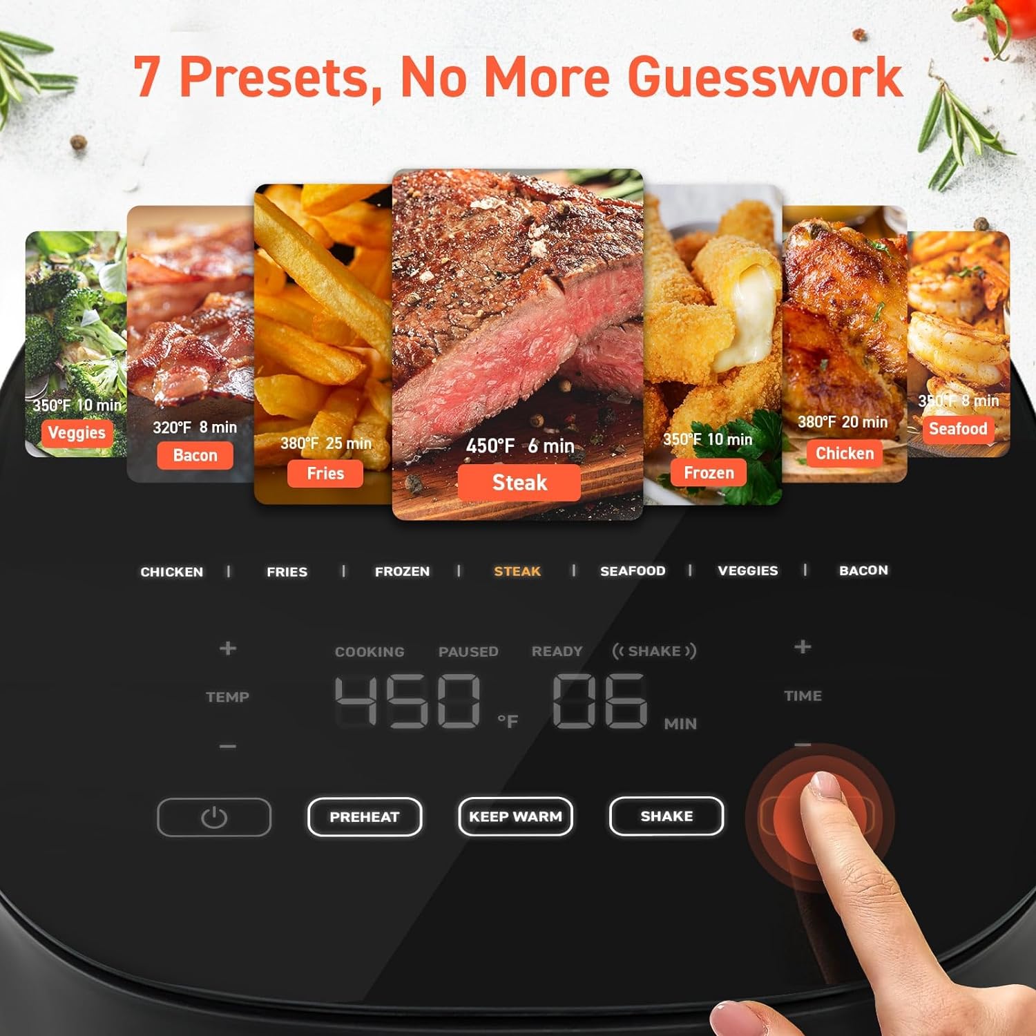 COSORI Air Fryer Compact 5 Qt, Max 450F for Juicy Meat, 9-in-1 with 130+ Nutrition Facts Included In-App & Paper Recipes for Quick Meal, Little to No Oil, Dishwasher Safe, Perfect for Small Family