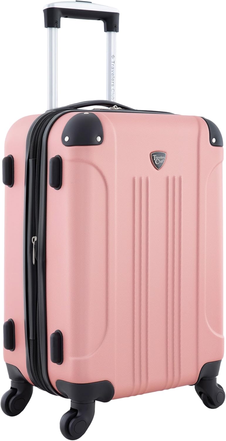 Travelers Club Chicago Hardside Expandable Spinner Luggages, Rose Gold, 20" Carry-On