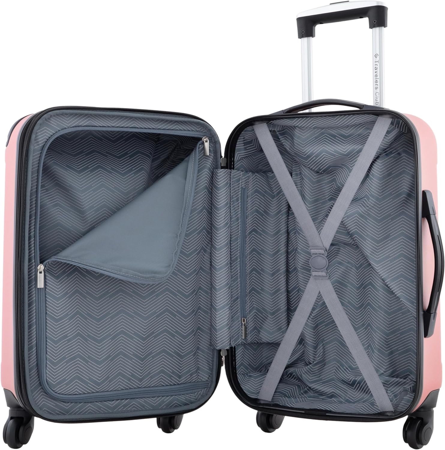 Travelers Club Chicago Hardside Expandable Spinner Luggages, Rose Gold, 20" Carry-On