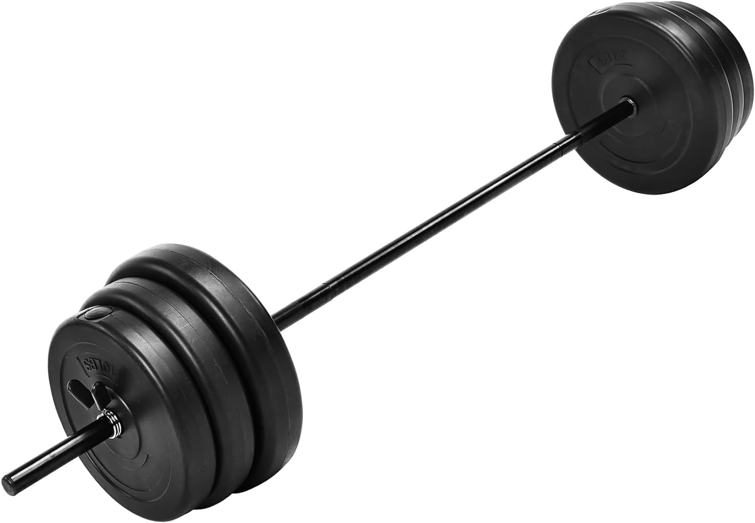 Signature Fitness 100-Pound Weight Set for Home Gym with Six Plates and Optional 1x 5FT Standard Barbell with Locks