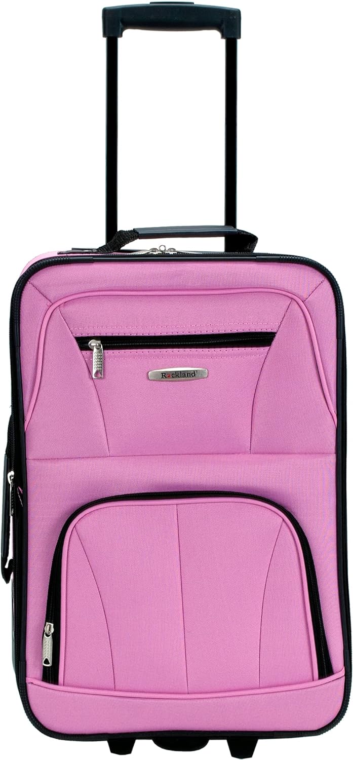 Rockland Fashion Softside Upright Luggage Set, Expandable, Pink, 2-Piece (14/19)