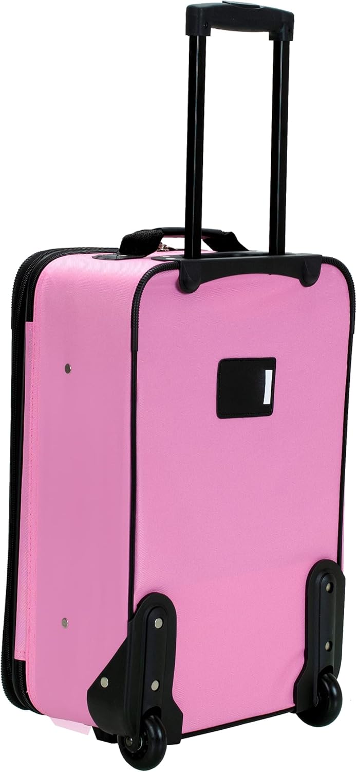 Rockland Fashion Softside Upright Luggage Set, Expandable, Pink, 2-Piece (14/19)