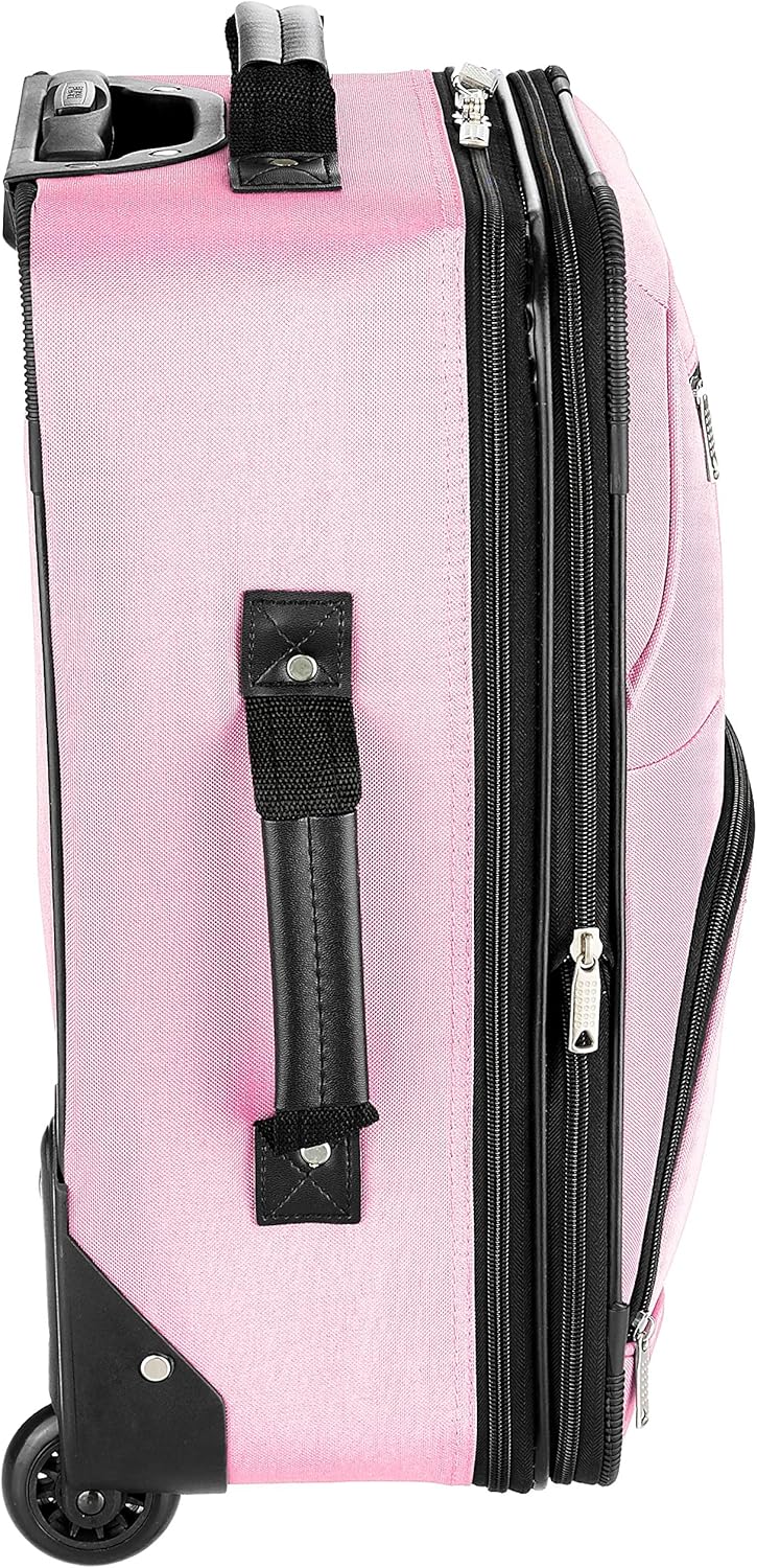 Rockland Fashion Softside Upright Luggage Set, Expandable, Pink, 2-Piece (14/19)