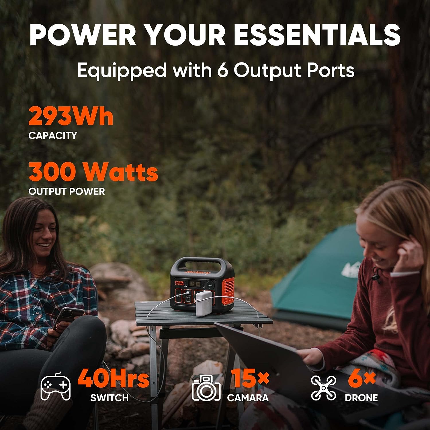 Jackery Portable Power Station Explorer 300, 293Wh Backup Lithium Battery, Solar Generator for Outdoors Camping Travel Hunting Blackout (Solar Panel Optional)