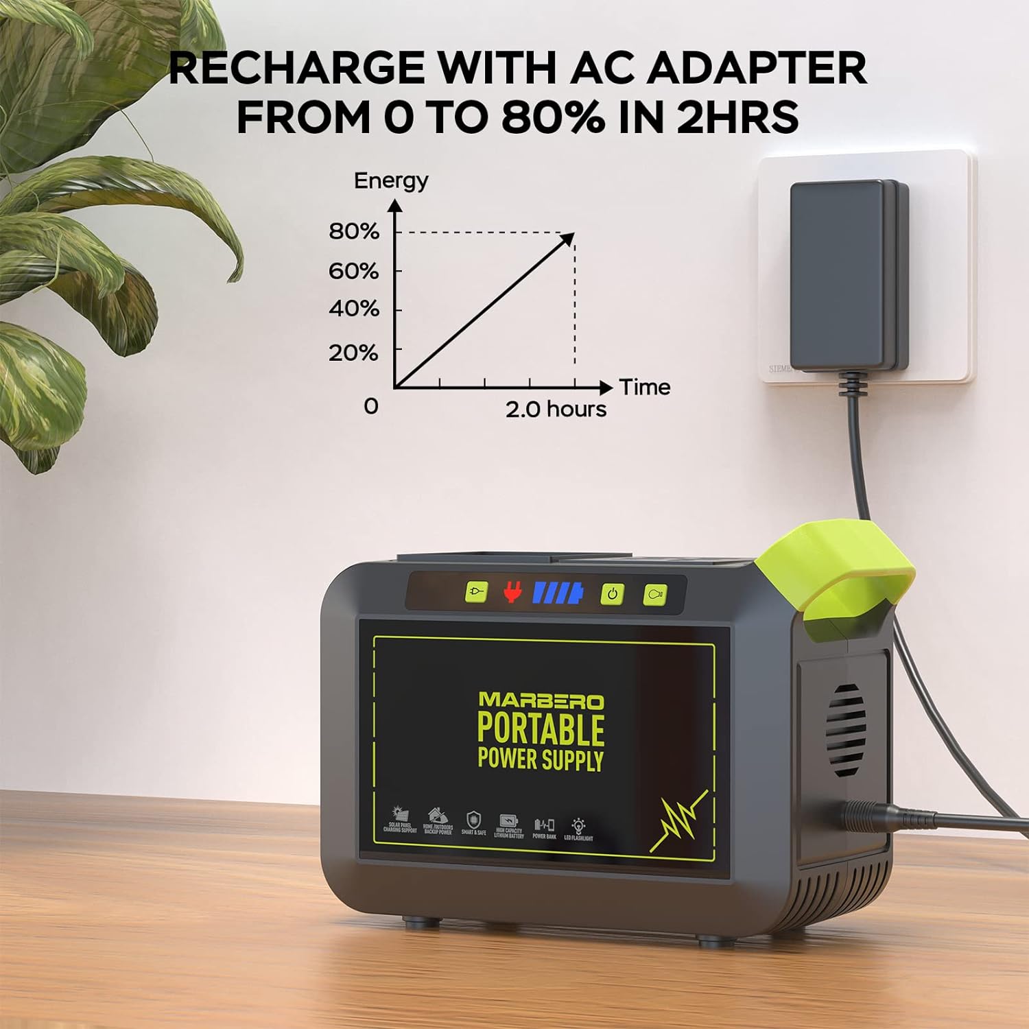 MARBERO Portable Power Station 88Wh Camping Lithium Battery Solar Generator Fast Charging with AC Outlet 120W Peak Power Bank(Solar Panel Optional) for Home Backup Outdoor Emergency RV Van Hunting