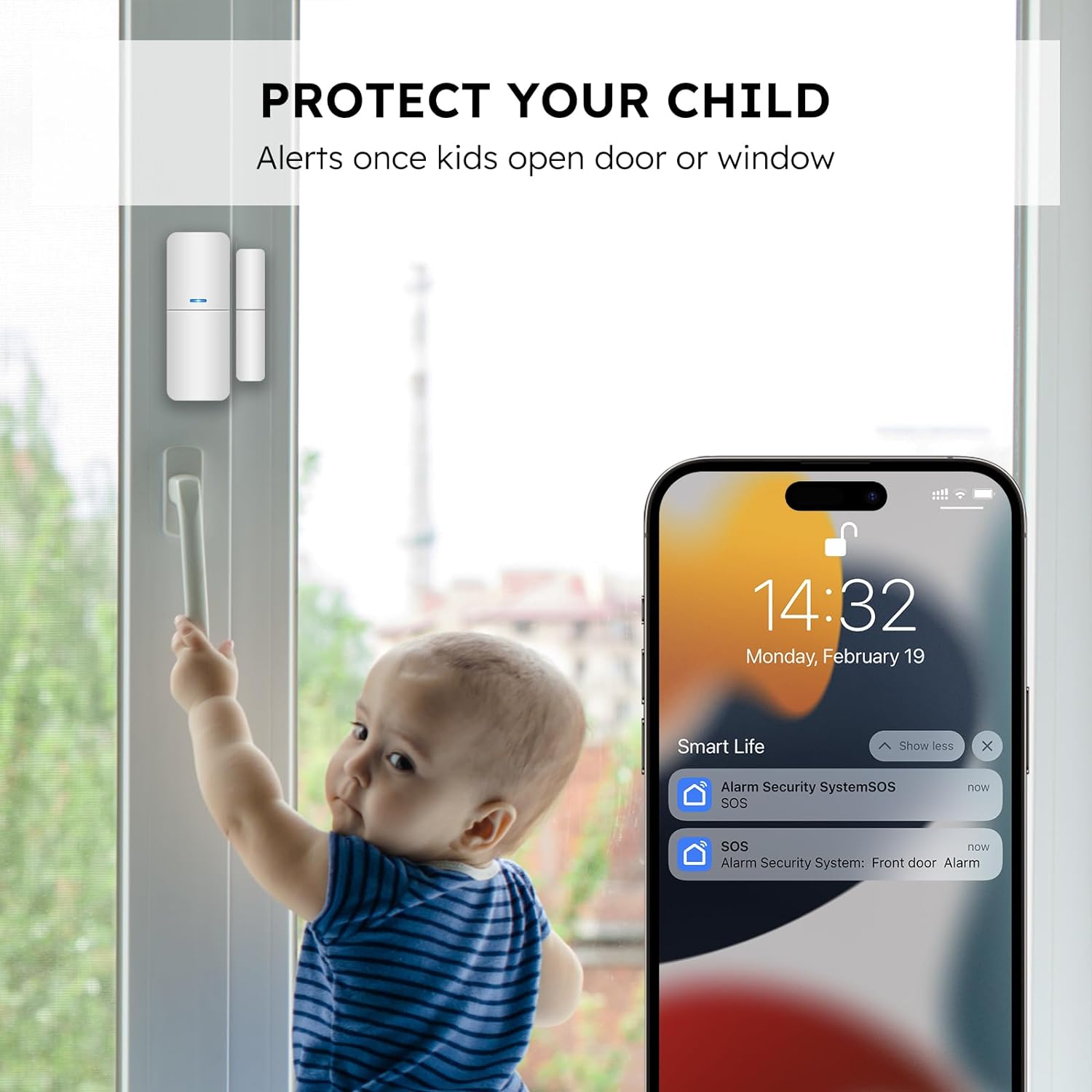 tolviviov Door Alarm Security Systems, Wireless Home Alarm Security Systems, Smart App Alerts, 11Piece Kit, No Monthly fee, WiFi Alarm, Door Window Motion Sensor, for Home Security, and Kids Safety