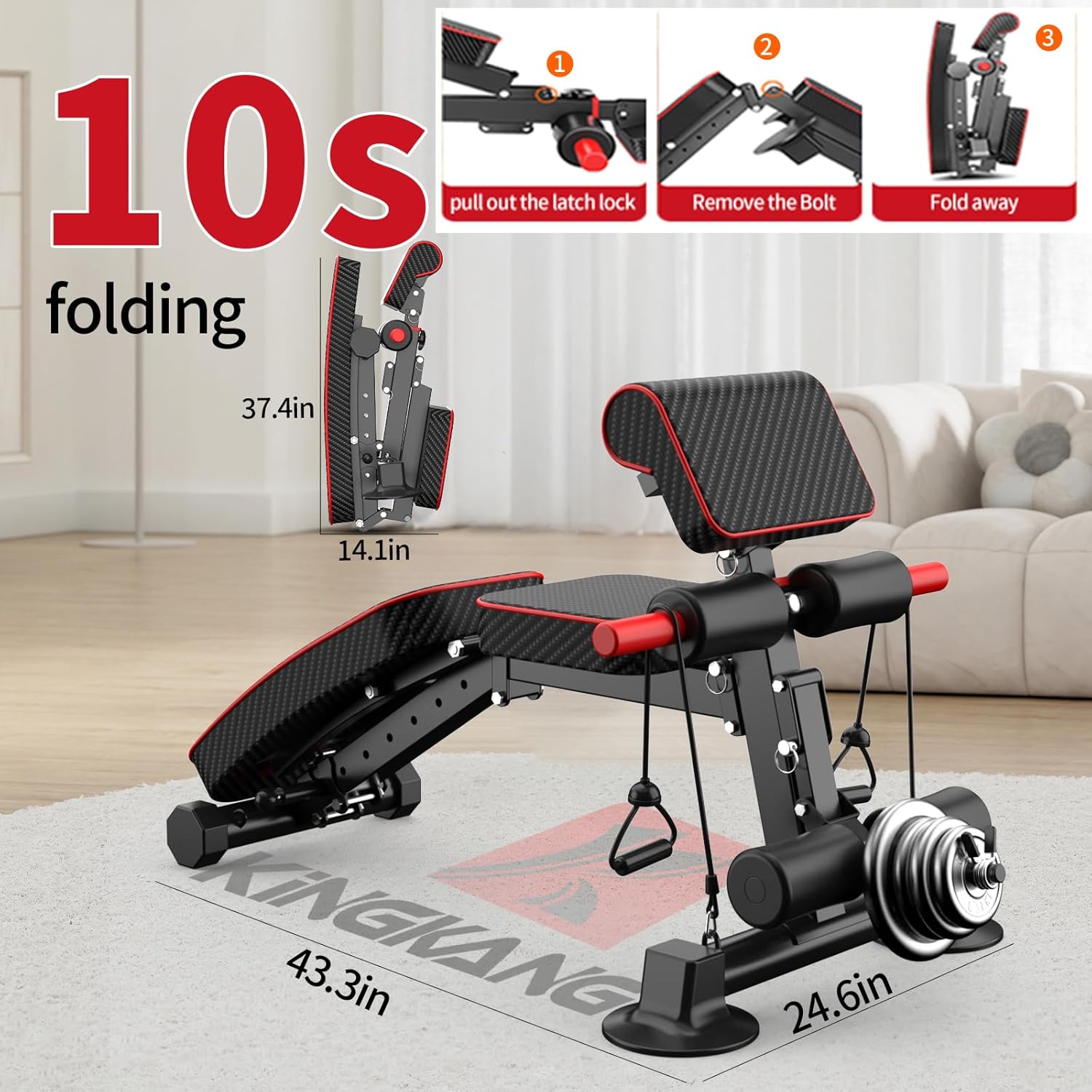 Adjustable Weight Bench,Utility Workout Bench Foldable Incline Decline Benches for Home Gym Full Body Workout,Load 600LBS