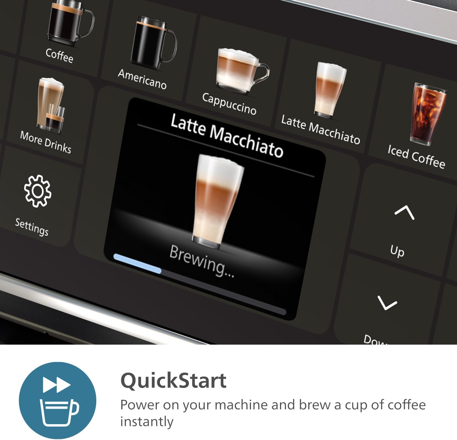 PHILIPS Series 4400 Fully Automatic LatteGo Espresso Machine, SilentBrew Technology, Quick Start. Aromatic Coffee from Freshly Ground Beans, 12 Hot and Iced Drinks, Black Chrome (EP4444/90)