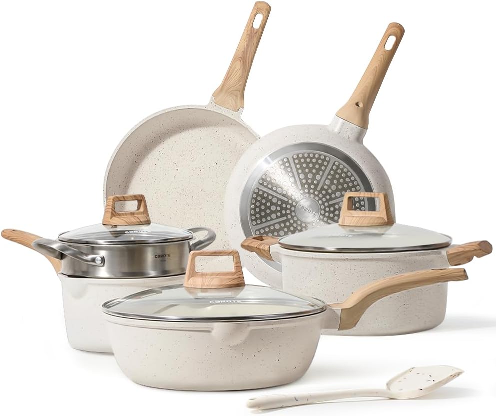 CAROTE Nonstick Cookware Set: 10-Piece Kitchen Essential