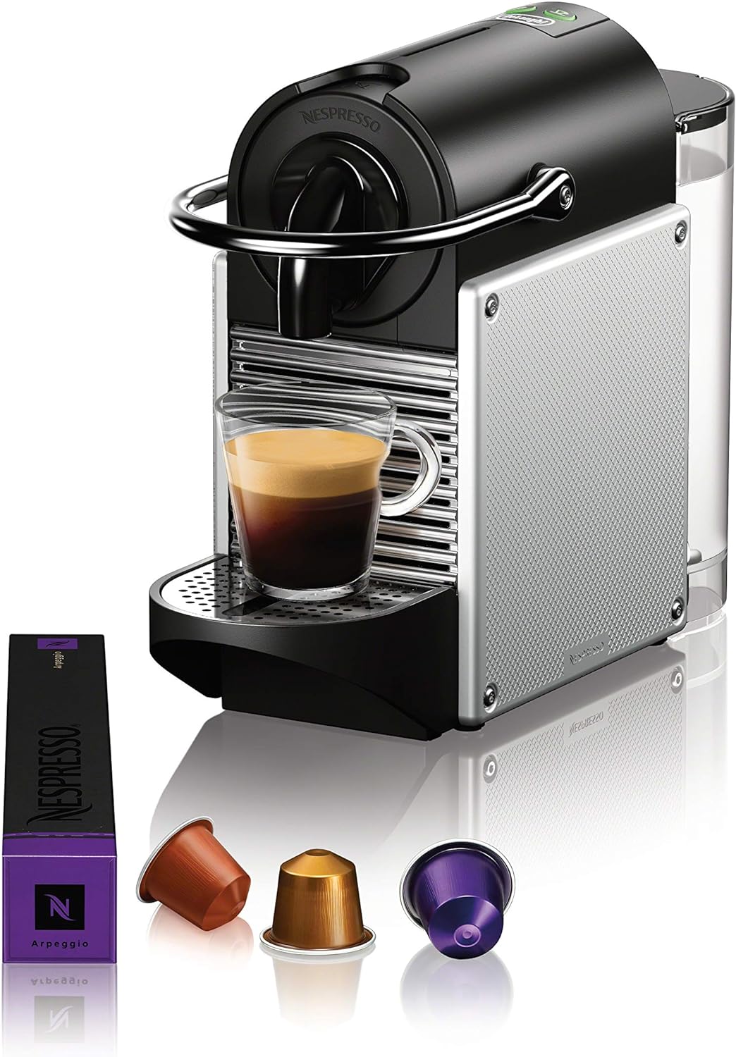 Nespresso Pixie Espresso Machine by De'Longhi, 1100ml, Aluminum,Silver