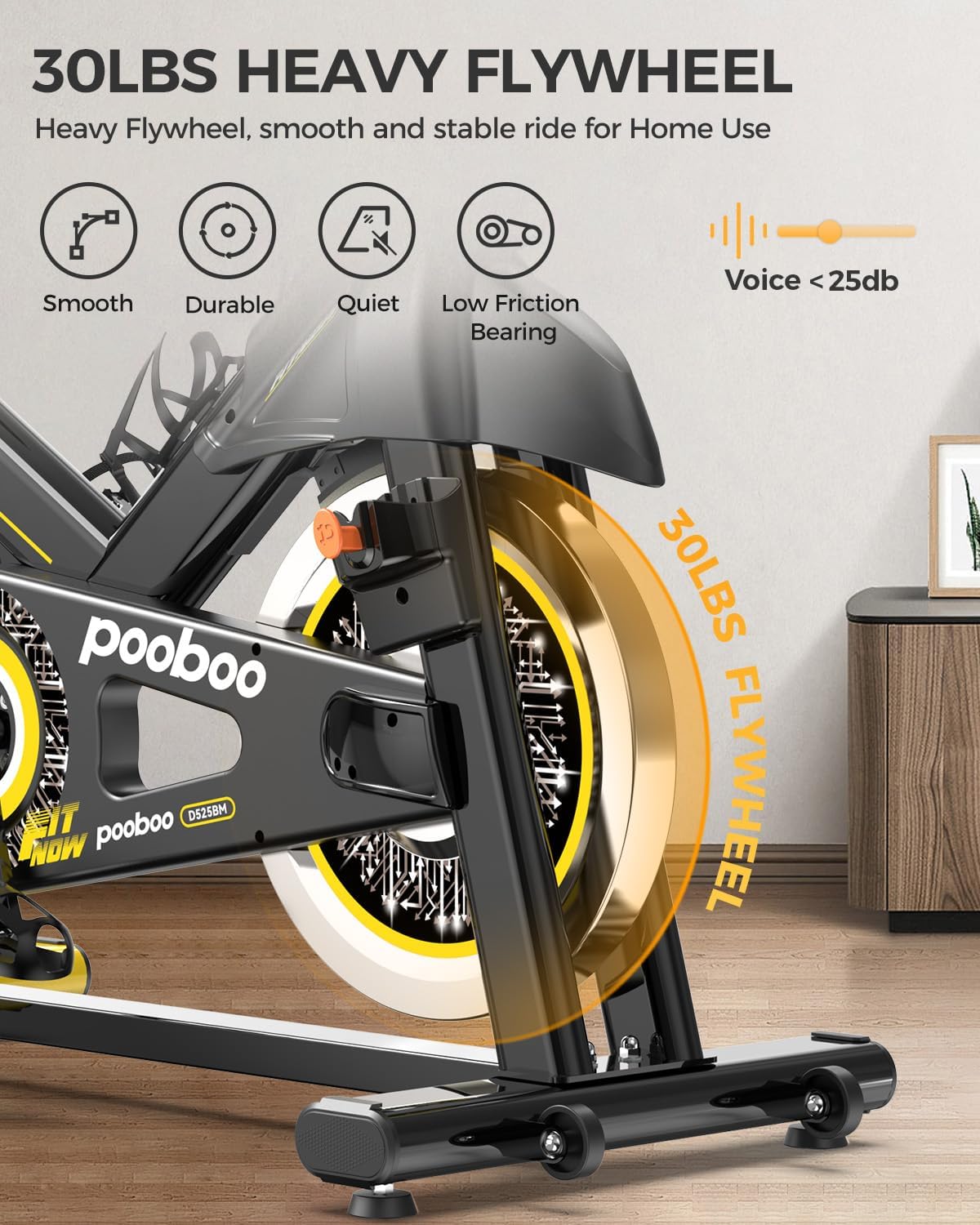 pooboo Exercise Bike, Adjustable Magnetic/Brake Pad Resistance Silent Belt Drive, Indoor Cycling Bike for Home Cardio, Fitness Stationary Bike with 350lbs/300lbs Weight Capacity &Upgraded Version Seat