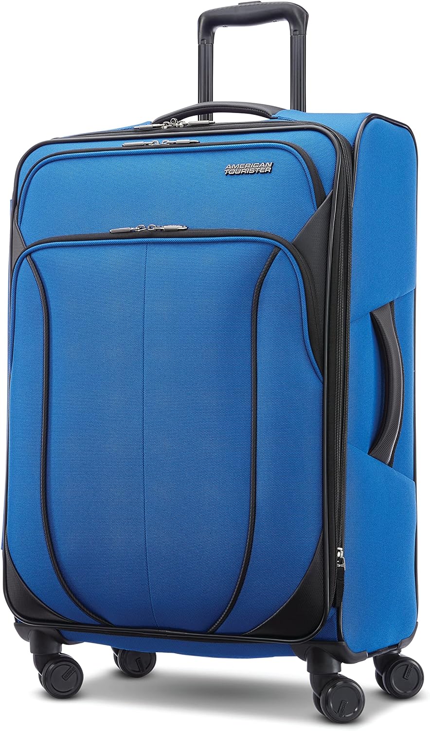 American Tourister 4 KIX 2.0 Softside Expandable Luggage, Classic Blue, 24 SPINNER