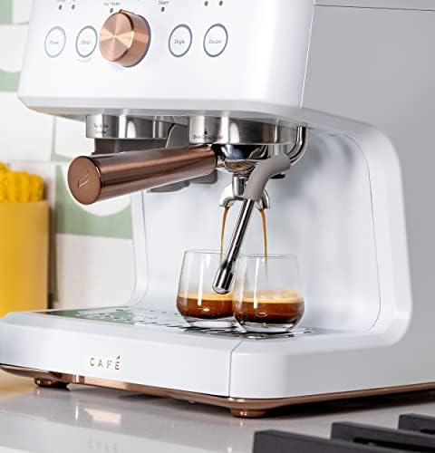 Café Bellissimo Semi Automatic Espresso Machine + Milk Frother | WiFi Connected, Smart Home Kitchen Essentials | Built-In Bean Grinder, 15-Bar Pump & 95-Ounce Water Reservoir | Matte White