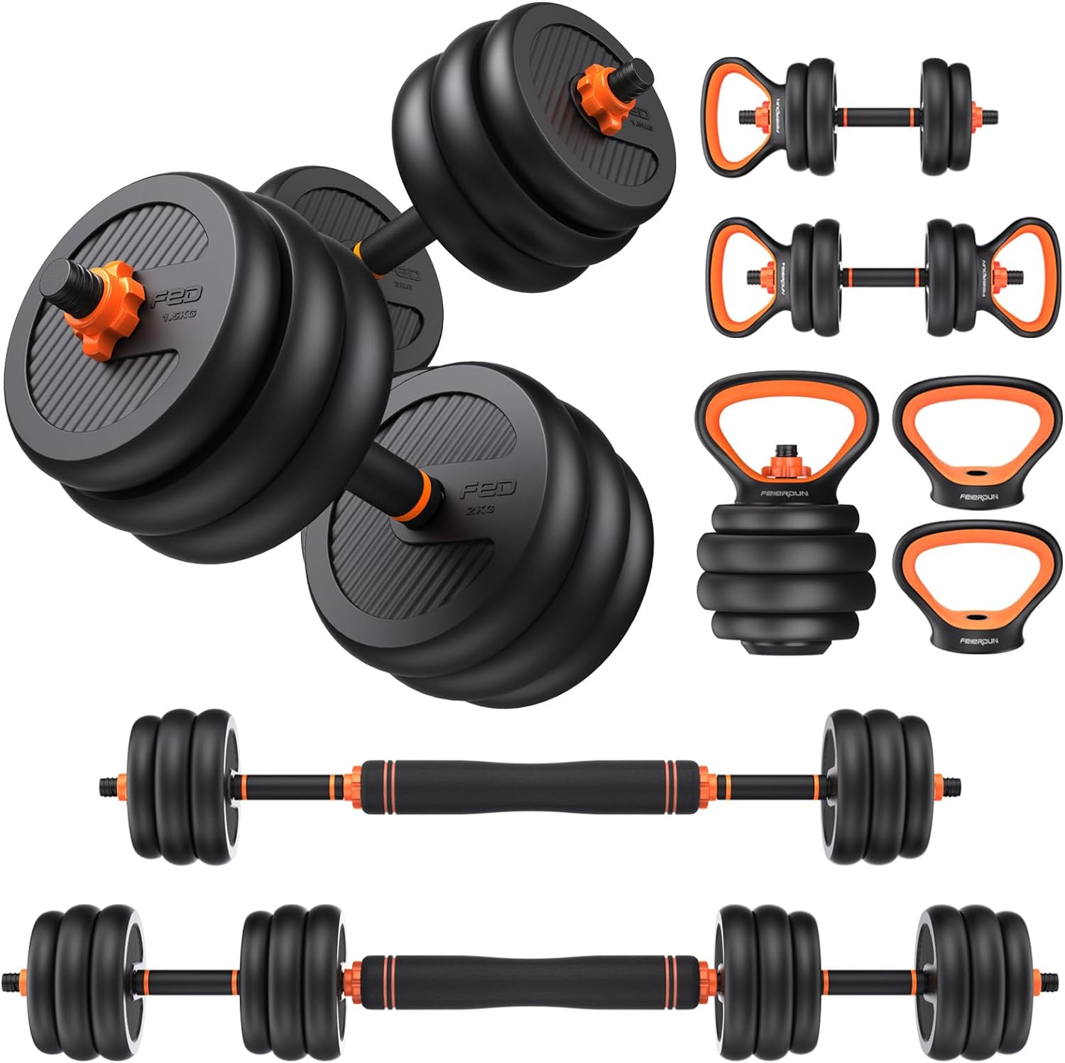 FEIERDUN Adjustable Dumbbells: 4-in-1 Home Gym Solution