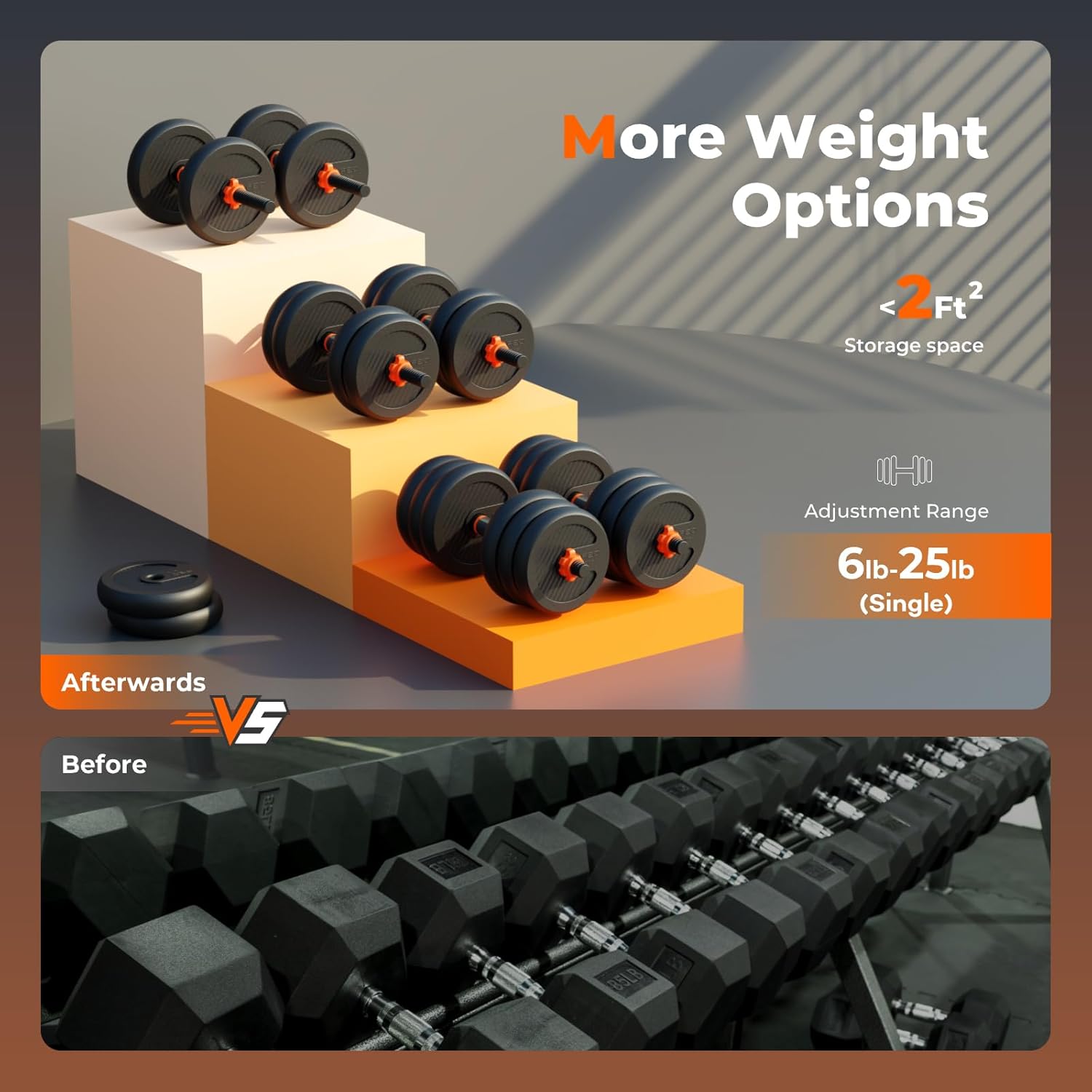 FEIERDUN Adjustable Dumbbells, 20/30/40/50/60/70/90lbs Free Weight Set with Connector, 4 in1 Dumbbells Set Used as Barbell, Kettlebells, Push up Stand, Fitness Exercises for Home Gym Suitable Men/Women