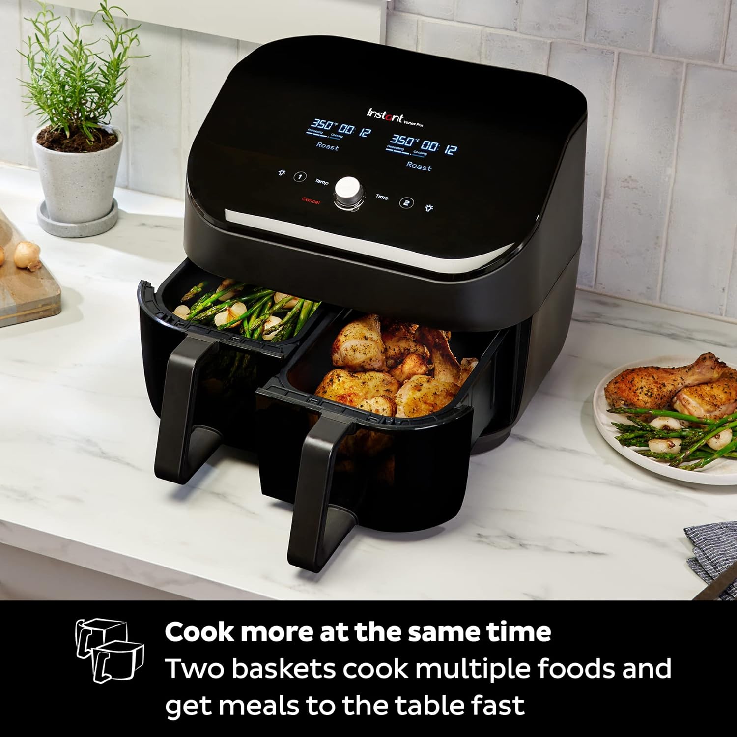 Instant Vortex Plus XL 8QT ClearCook Air Fryer, Clear Windows, Custom Programming, 8-in-1 Functions that Crisps, Broils, Roasts, Dehydrates, Bakes, Reheats, from the Makers of Instant Pot, Black