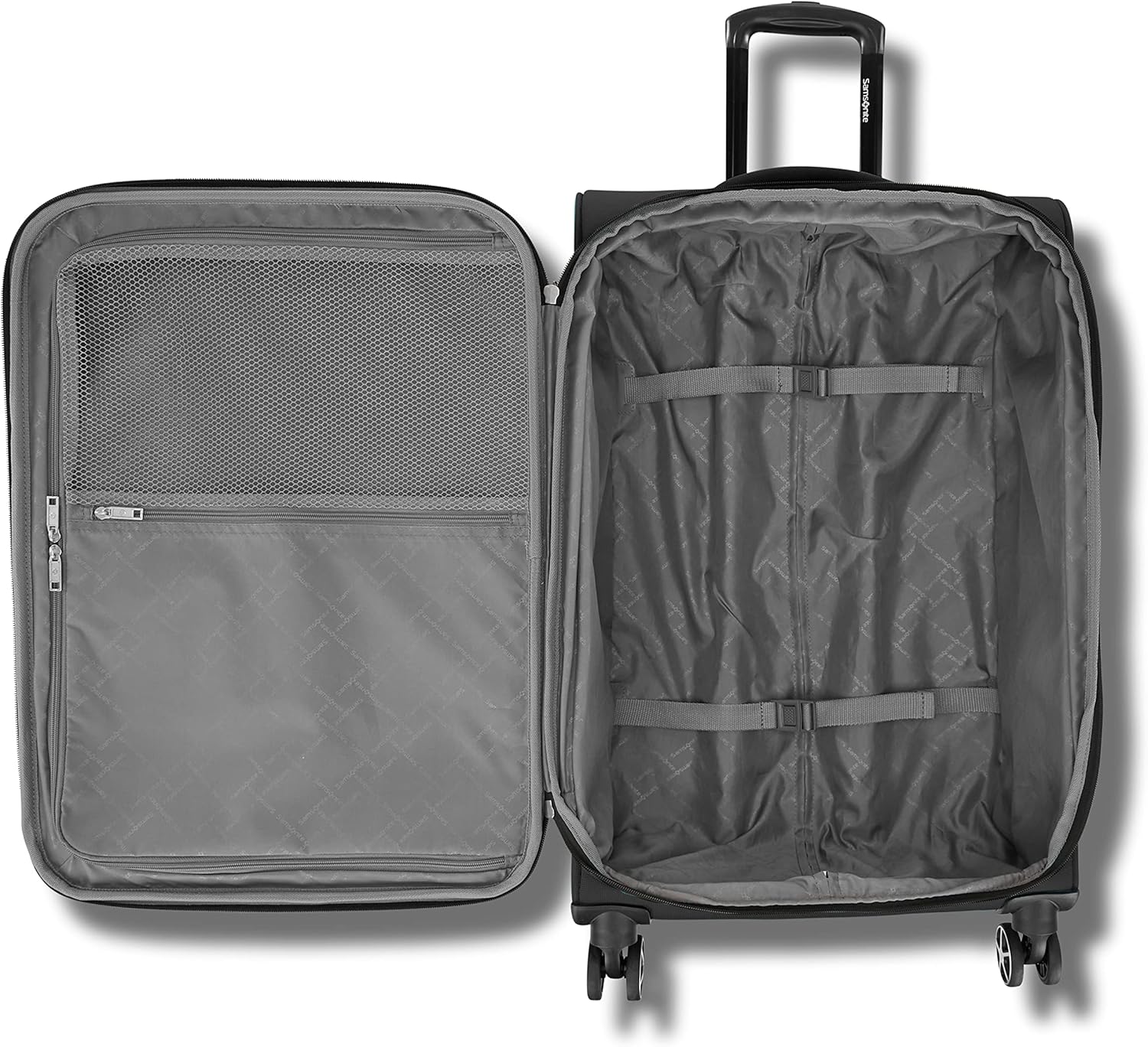 Samsonite Saire LTE Softside Expandable Luggage Wheels, Black, Large Spinner