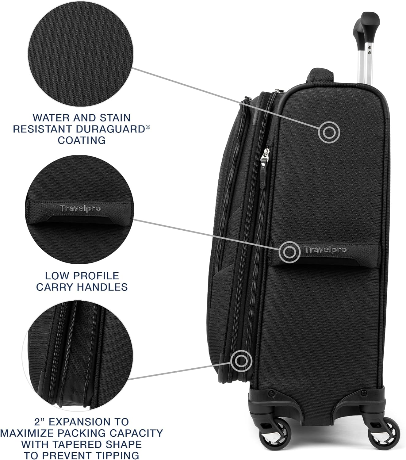 Travelpro Maxlite 5 Softside Expandable Carry on Luggage with 4 Spinner Wheels, Lightweight Suitcase, Men and Women, Black, Carry On 21-Inch