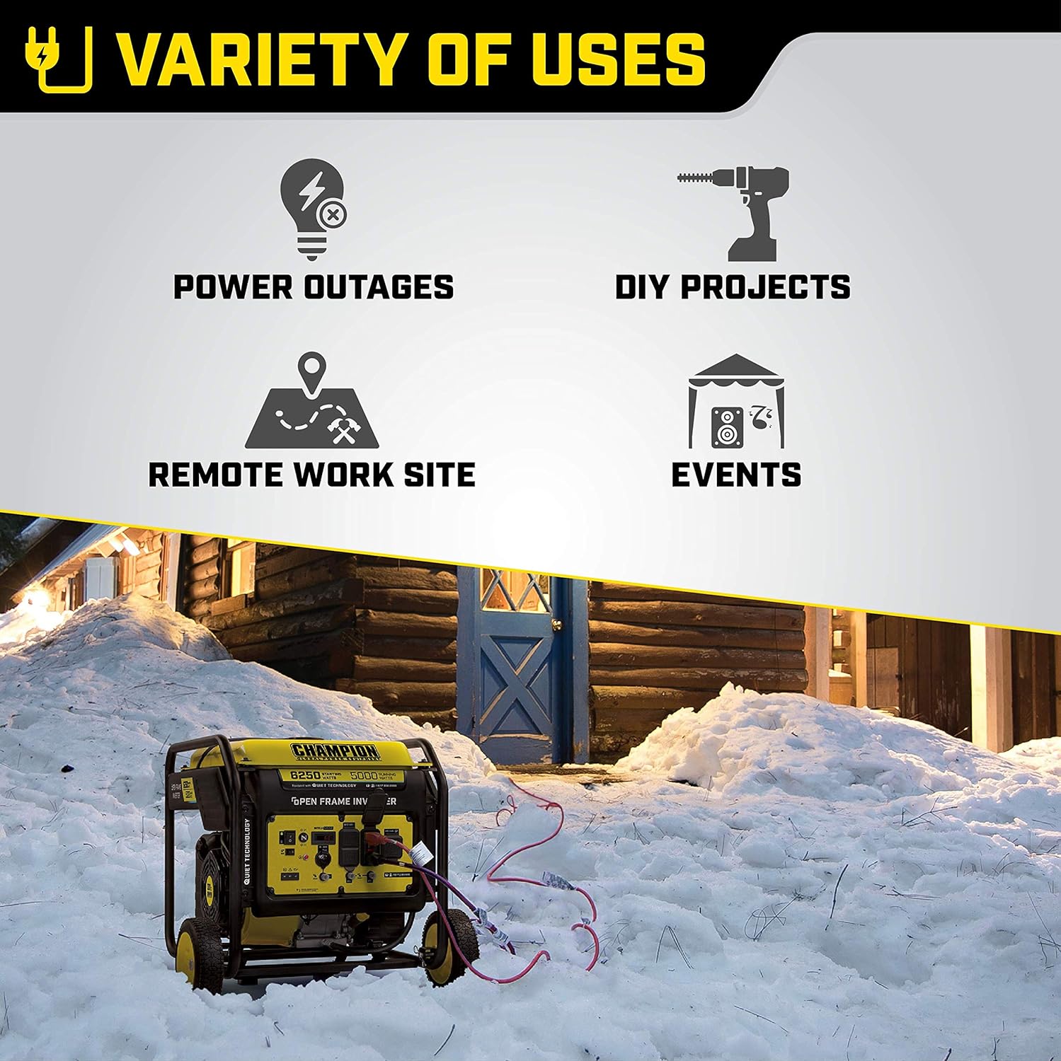 Champion Power Equipment 6250-Watt Portable Open Frame Inverter Generator with Quiet Technology