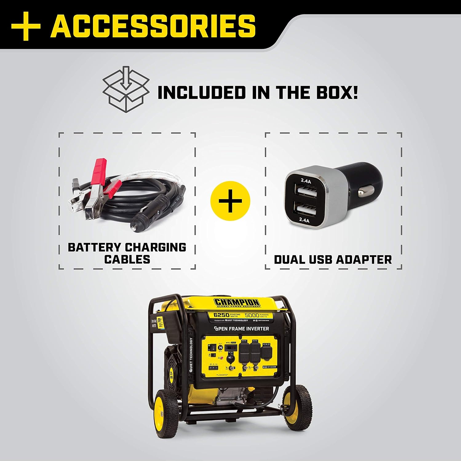 Champion Power Equipment 6250-Watt Portable Open Frame Inverter Generator with Quiet Technology