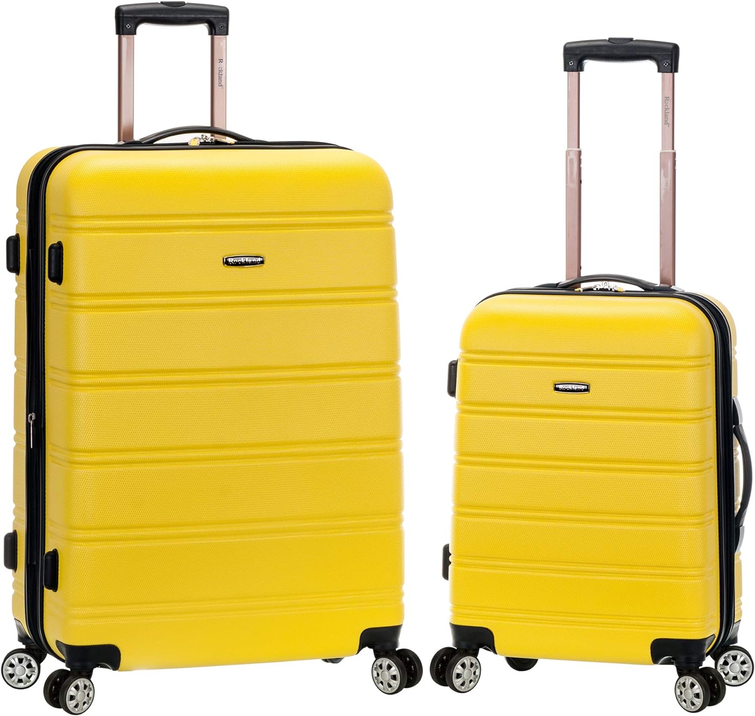 Rockland Melbourne Hardside Expandable Spinner Wheel Luggage, YELLOW, 2 Piece (20"/28")