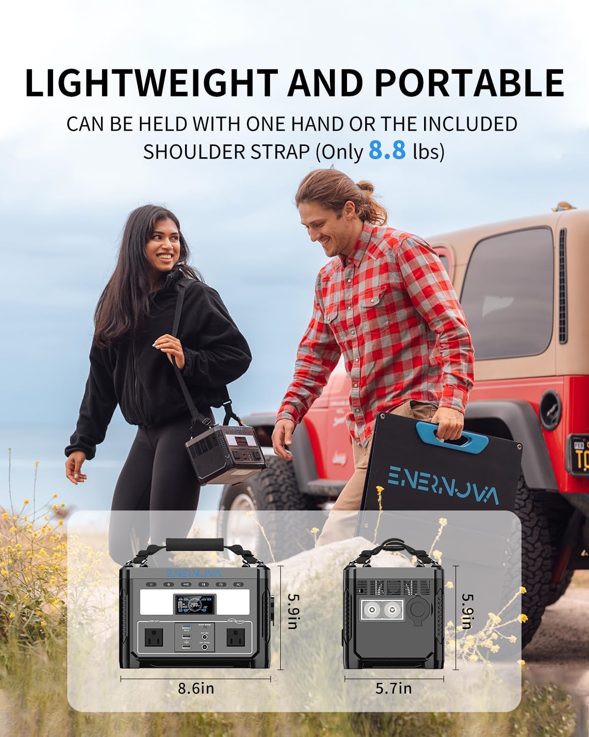 Portable Power Station ETA, 600W/288Wh LiFePO4 Battery Backup, 50-Min Fast Charge, 2 * 600W AC Outlets, Outdoor Solar Generator(Solar Panel Optional), Ideal for Camping, RV, Home, Emergency