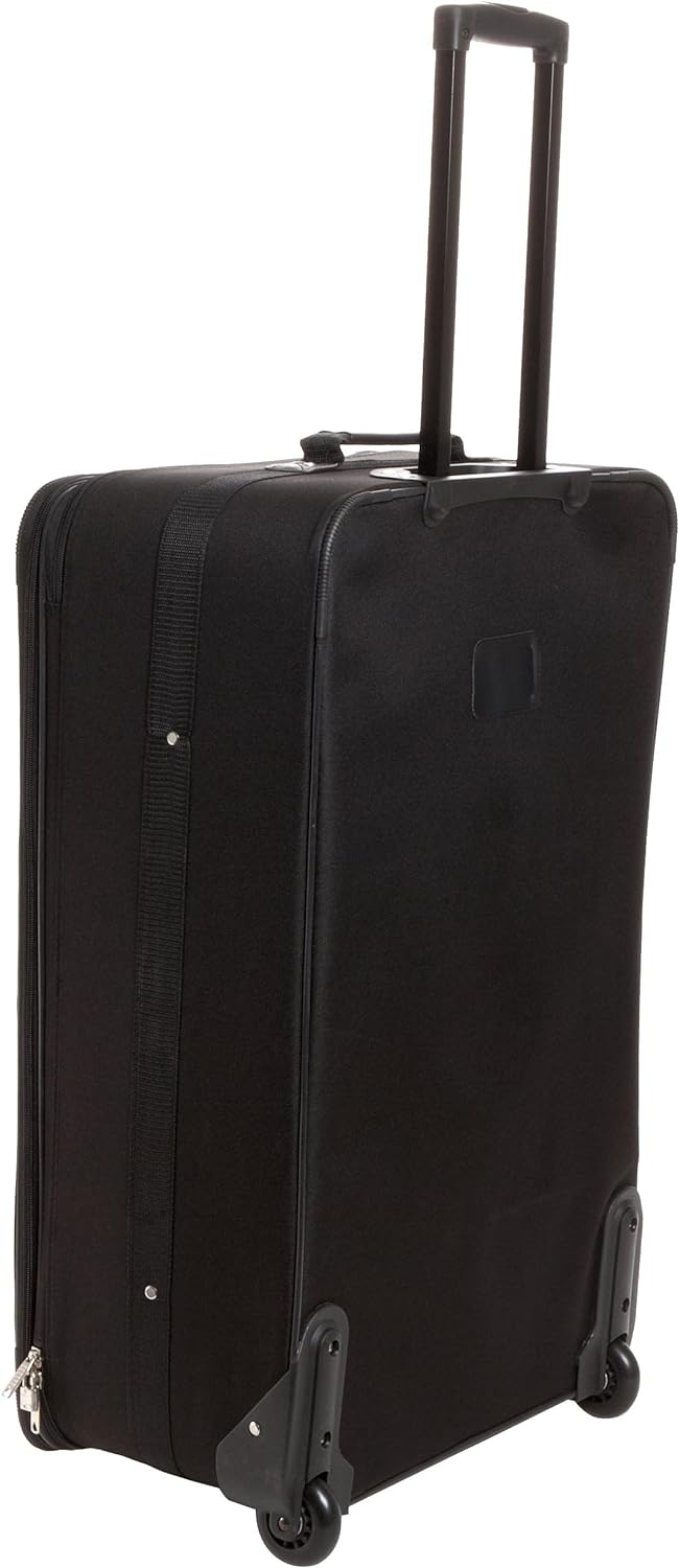 Rockland Journey Softside Upright Luggage Set,Expandable, Lightweight, Black, 4-Piece (14/19/24/28)