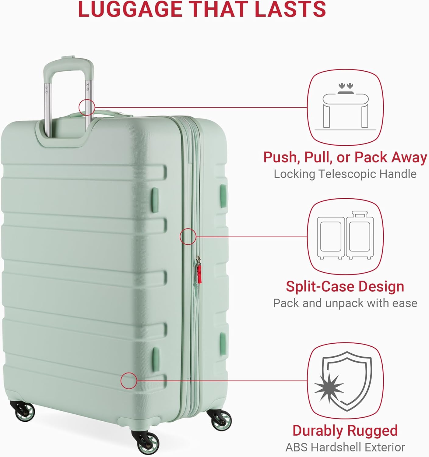 SwissGear 7366 Hardside Expandable Luggage with Spinner Wheels, Clearly Aqua, Checked-Large 27-Inch