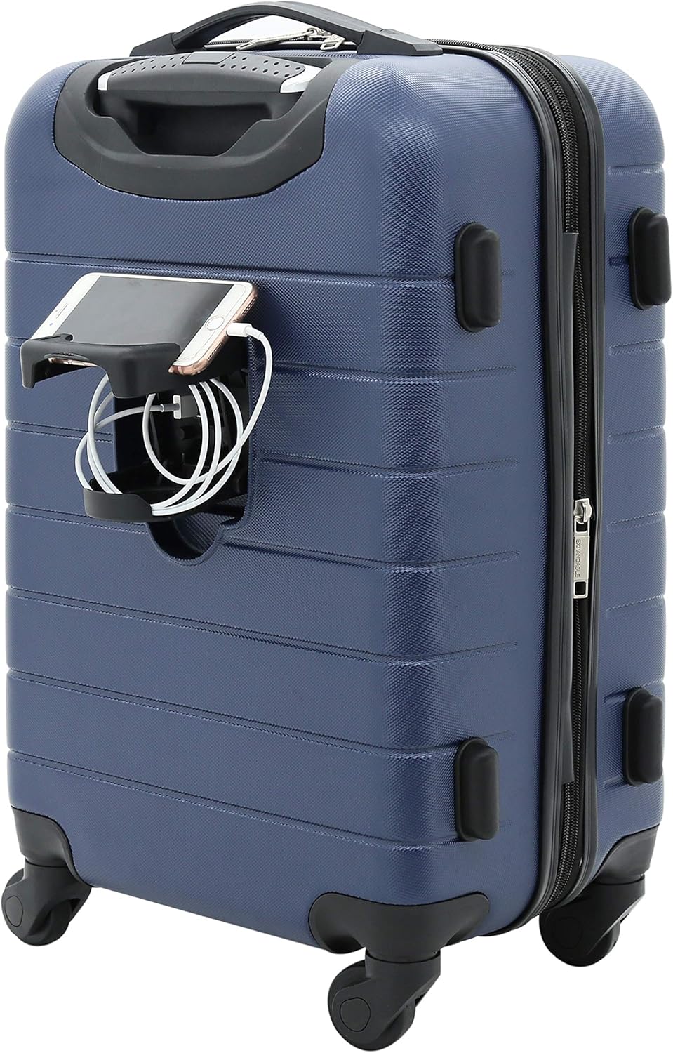 Wrangler Smart Luggage Set with Cup Holder and USB Port, Navy Blue, 20-Inch Carry-On