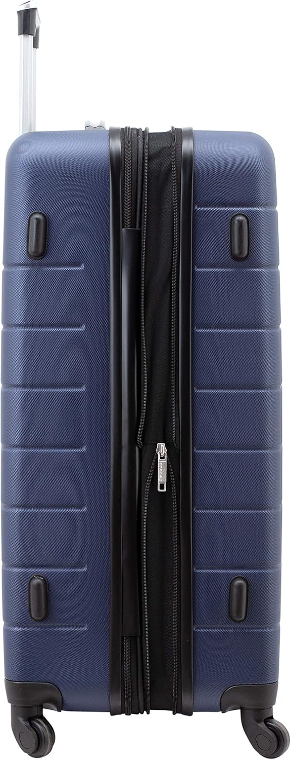 Wrangler Smart Luggage Set with Cup Holder and USB Port, Navy Blue, 20-Inch Carry-On