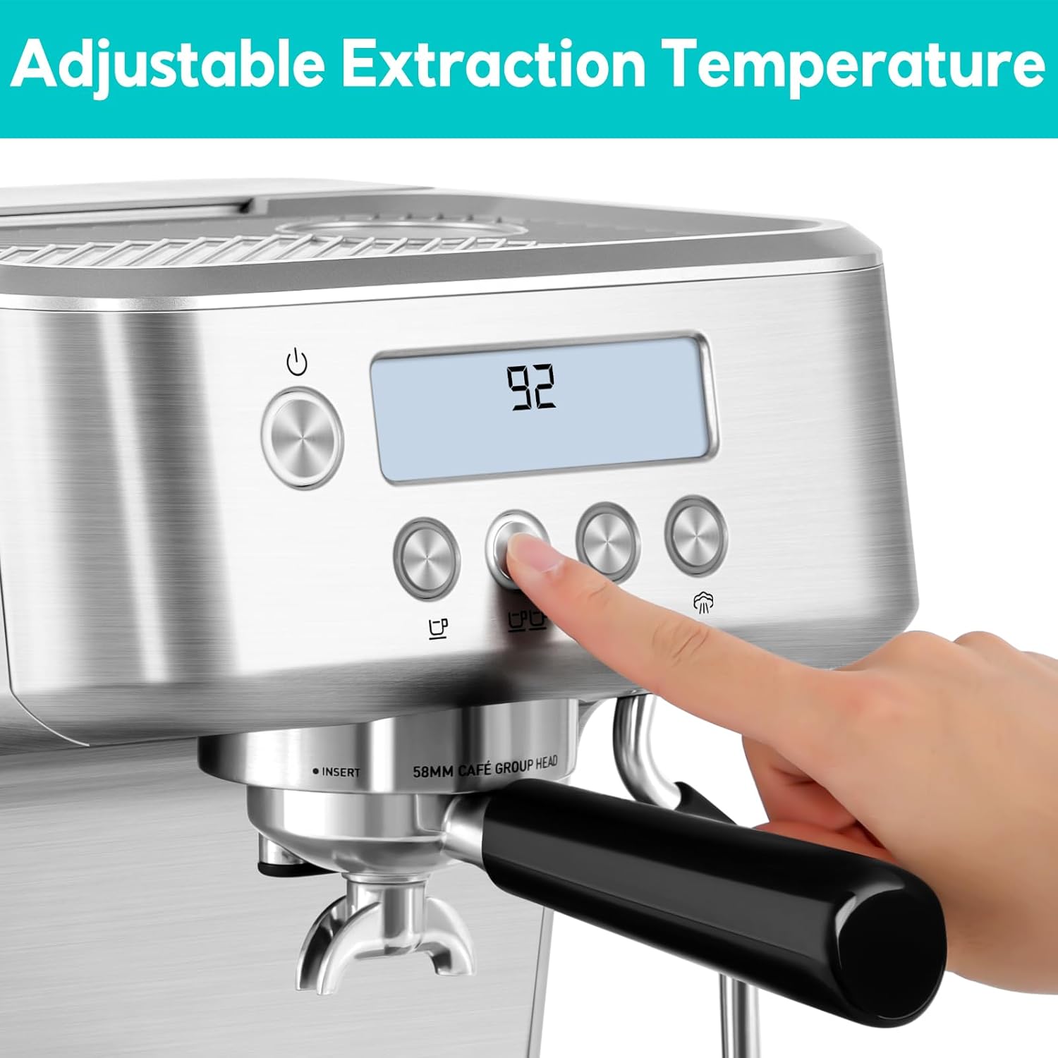 CASABREWS Espresso Machine with LCD Display, Barista Cappuccino Maker with Milk Frother Steam Wand, Professional Latte Coffee Machine with Adjustable Extraction Temperature, Gifts for Mother or Father