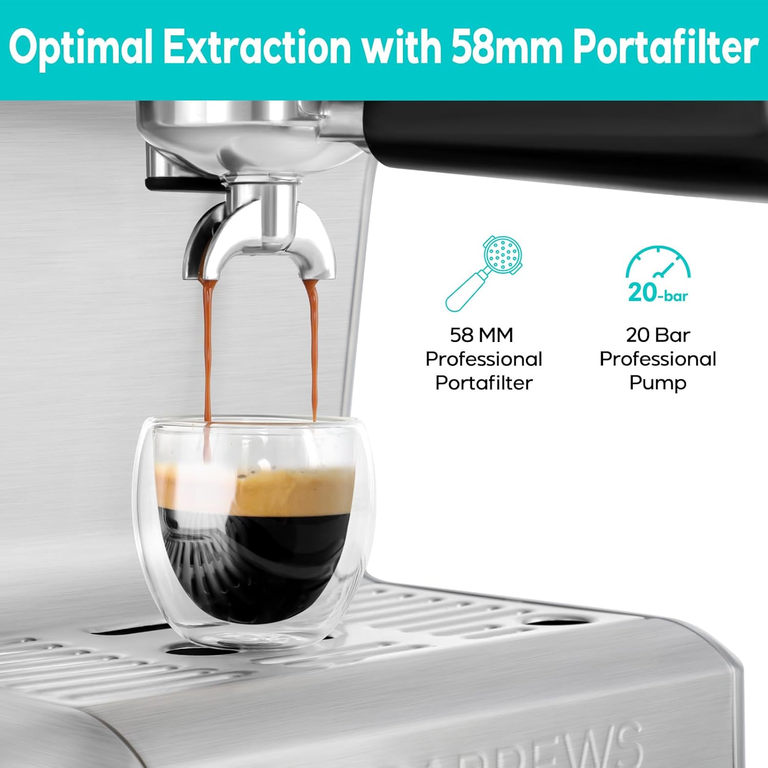 CASABREWS Espresso Machine with LCD Display, Barista Cappuccino Maker with Milk Frother Steam Wand, Professional Latte Coffee Machine with Adjustable Extraction Temperature, Gifts for Mother or Father