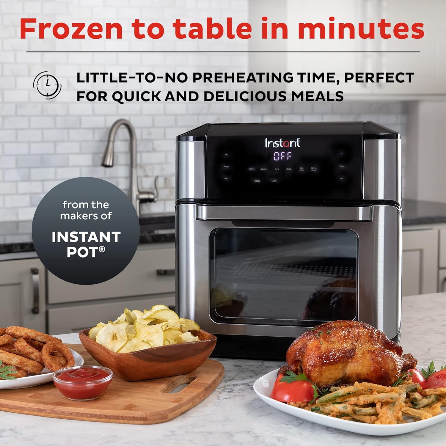 Instant Pot 10QT Air Fryer, 7-in-1 Functions with EvenCrisp Technology that Crisps, Broils, Bakes, Roasts, Dehydrates, Reheats & Rotisseries, Includes over 100 In-App Recipes, Stainless Steel