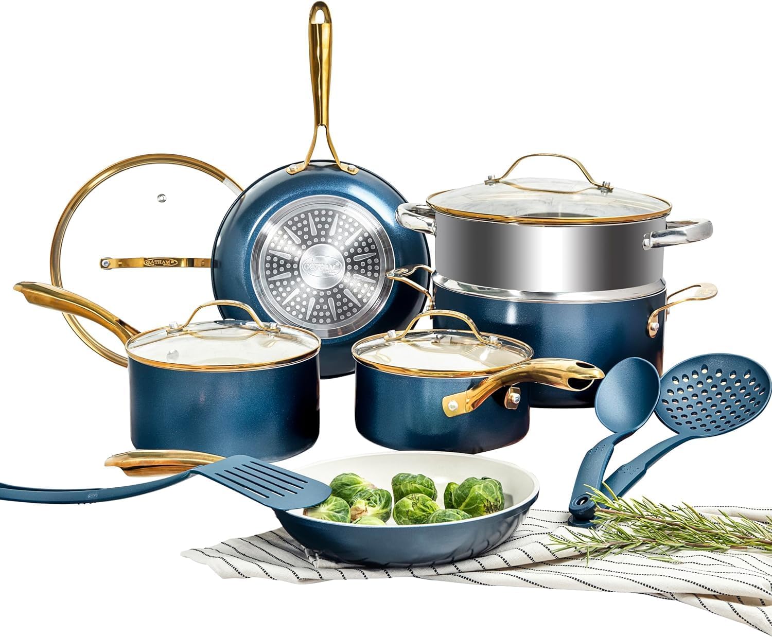 GOTHAM STEEL 15 Pc Set: Non-Stick Ceramic Cookware