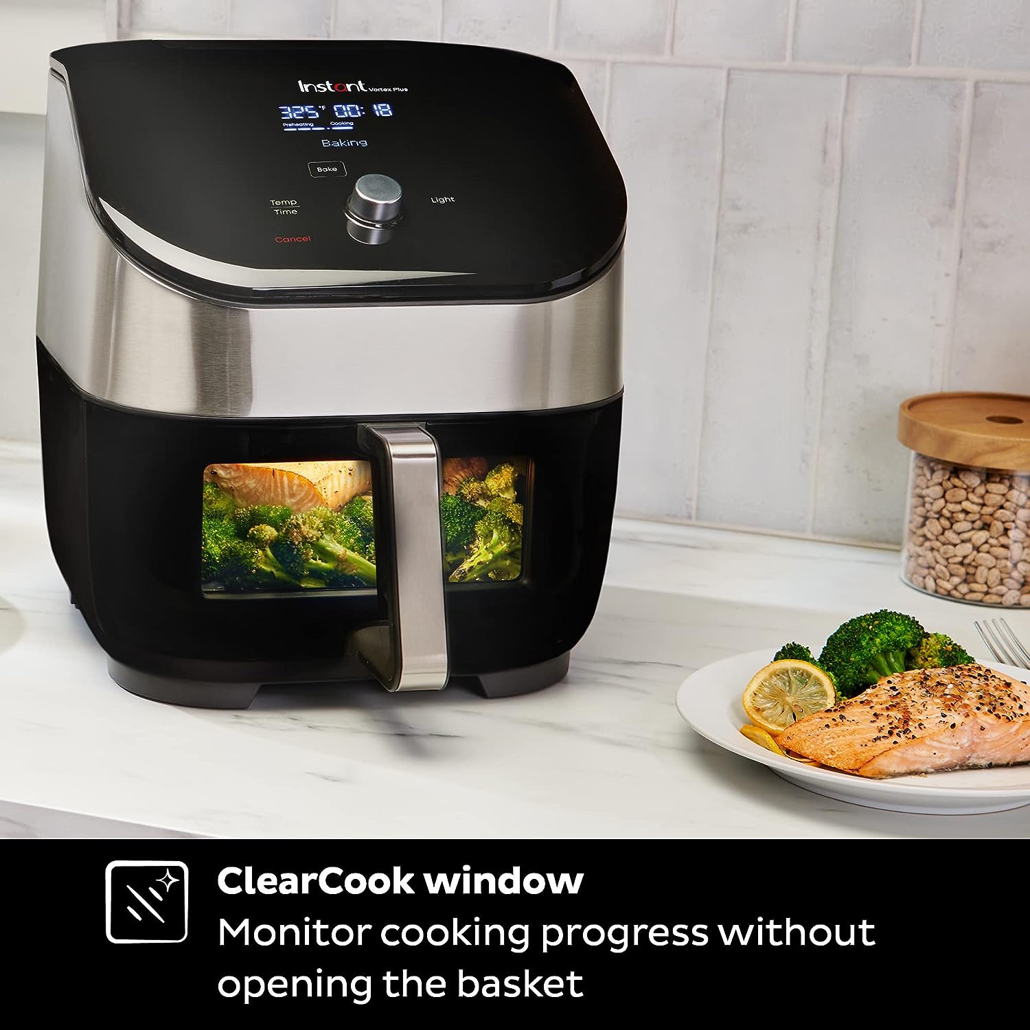 Instant Vortex Plus 6QT Air Fryer with Odor Erase Technology, 6-in-1 Functions that Crisps, Roasts, Broils, Dehydrates, Bakes & Reheats, 100+In-App Recipes, from the Makers of Instant Pot,1700W,Black