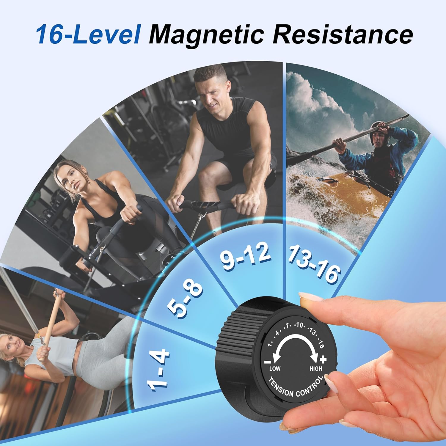 Rowing Machines for Home,Hartwares Magnetic Rowing Machine with 77lbs High Resistance Rowing Machine,16 Levels of Quiet Resistance,Rower Machine for Home Row Machine,App Compatible,LCD Monitor