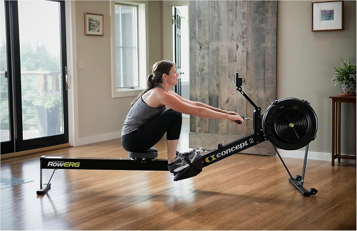 Concept2 RowErg Model D Indoor Rowing Machine - PM5 Monitor, Device Holder, Adjustable Air Resistance, Easy Storage with Black Sweat Towel